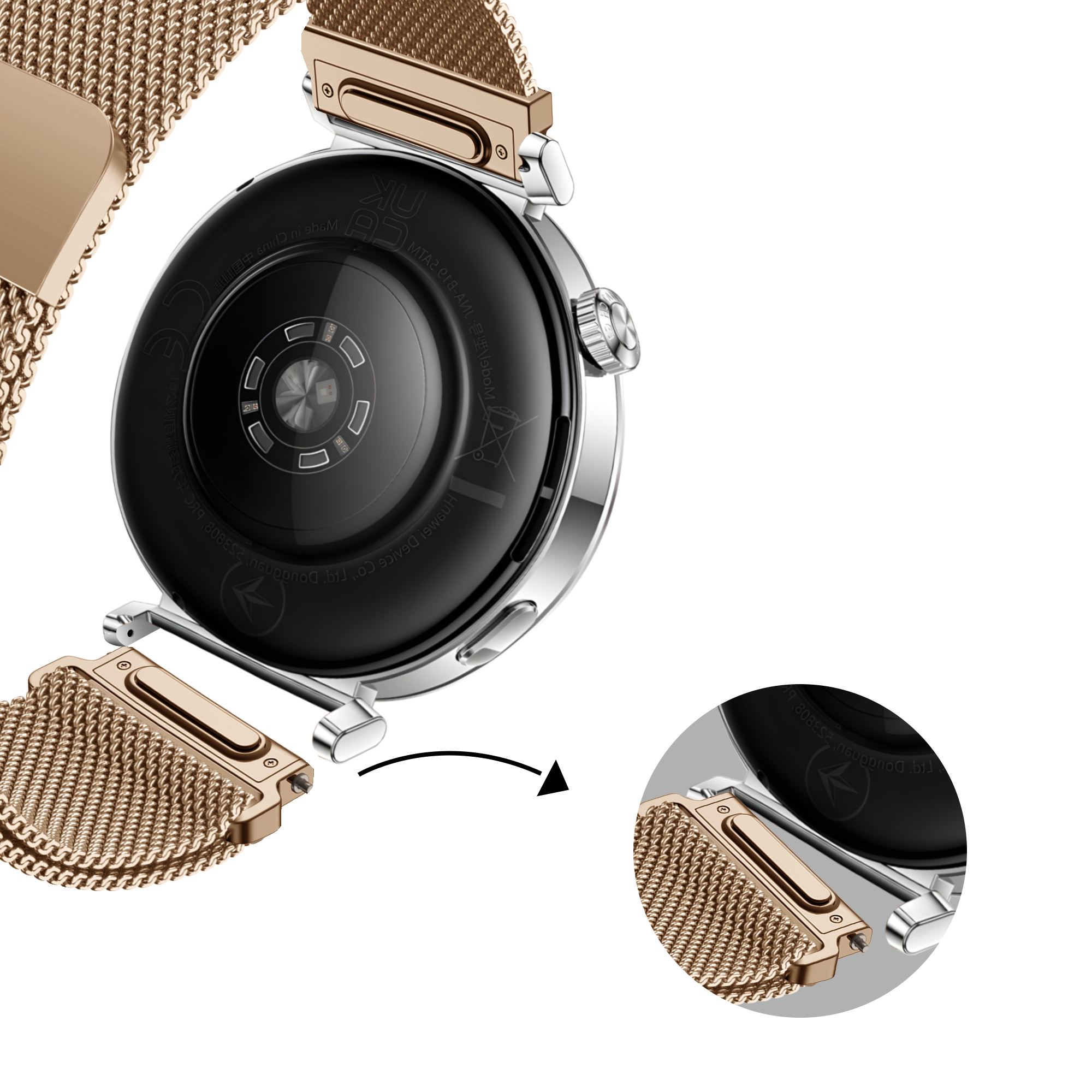 Bandz Withings ScanWatch 2 - 38mm Milanese Strap 'Easy fit' (Rose Gold)