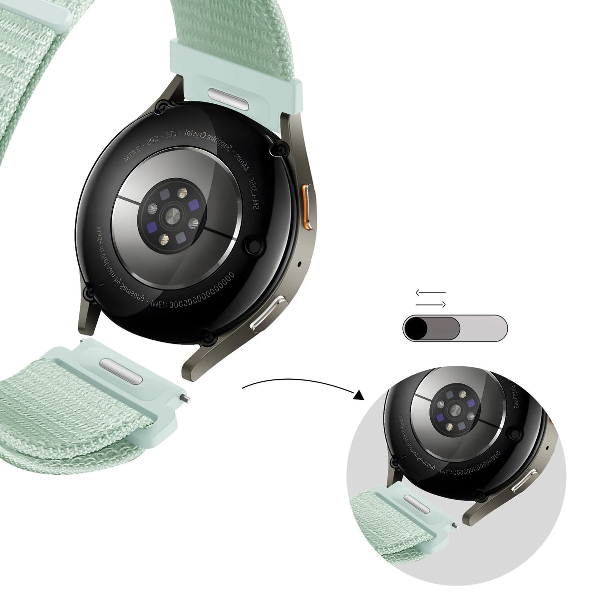 Bandz Samsung Galaxy Watch 7 - 44mm Nylon Strap 'Easy Fit' (Light Green)