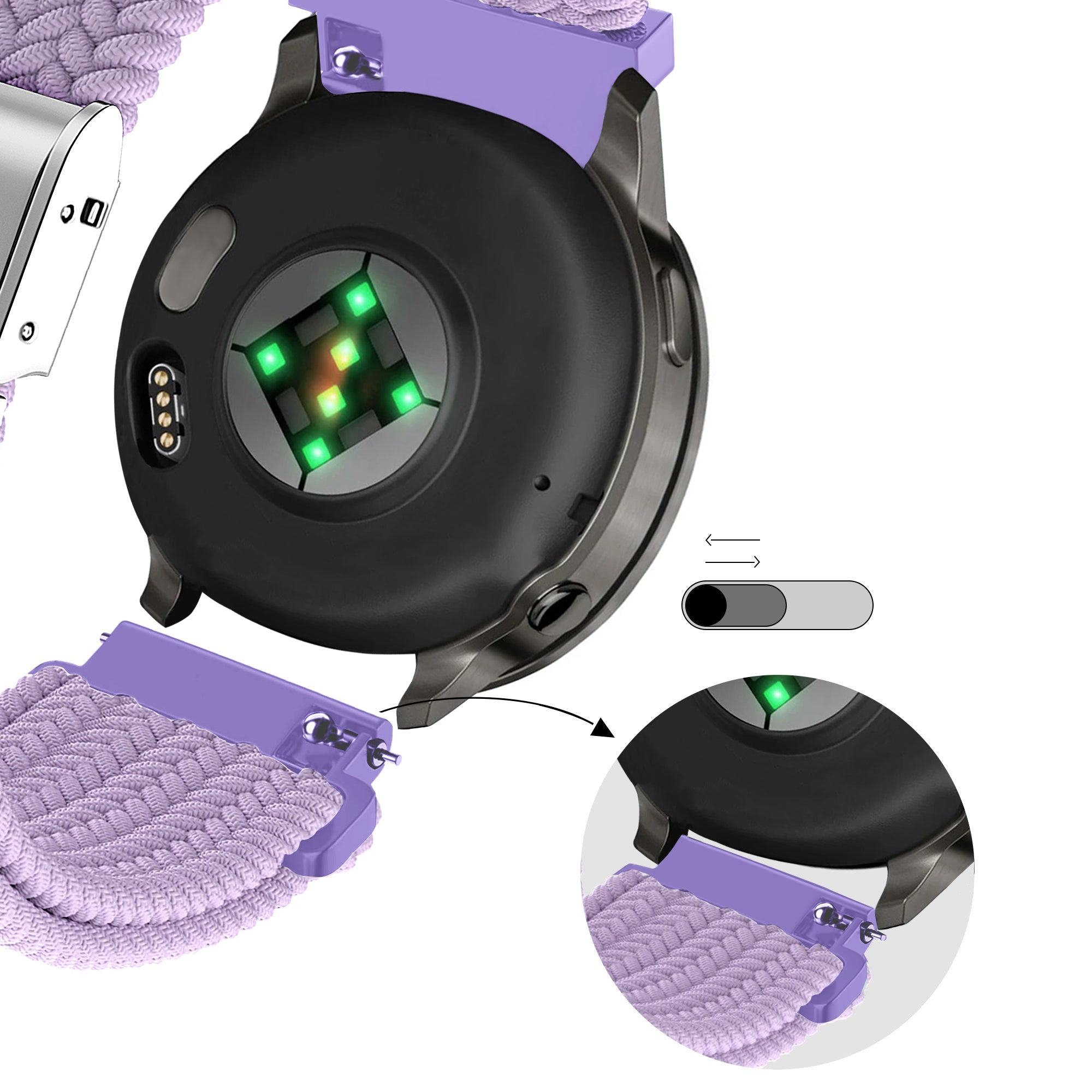 Bandz Garmin Forerunner 170 Woven Nylon Strap (Light Purple)
