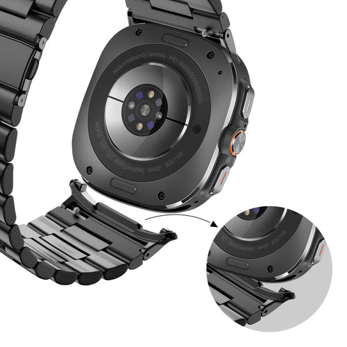 Bandz Samsung Galaxy Watch Ultra Steel Link Strap 'Deluxe' (Black)