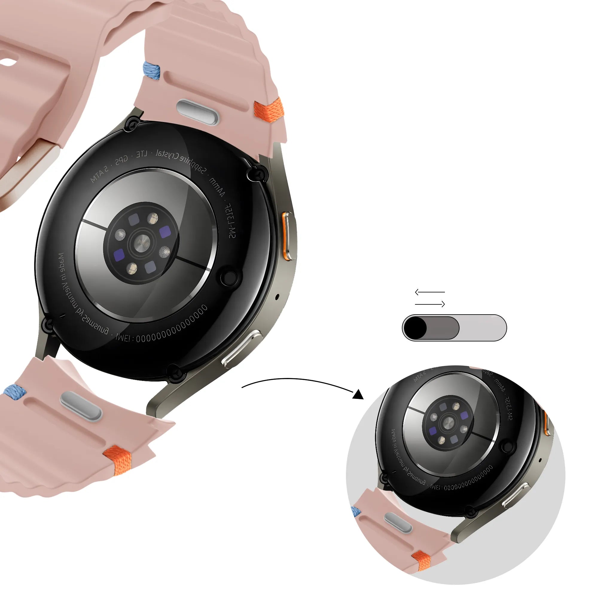 Bandz Samsung Galaxy Watch 4 Classic 42mm Wave Strap 'Easy Fit' (Light Pink)