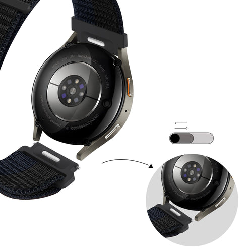 Bandz Huawei Watch GT 3 Pro 43mm Nylon Strap 'Easy Fit' (Black/Blue)