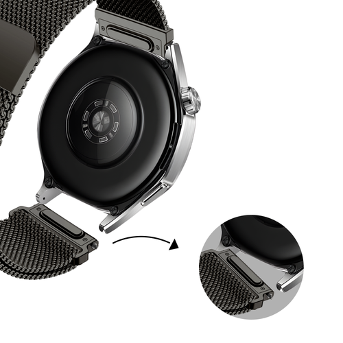 Bandz Xiaomi Mi Watch 'One Push' Milanese Strap (Titanium Grey)