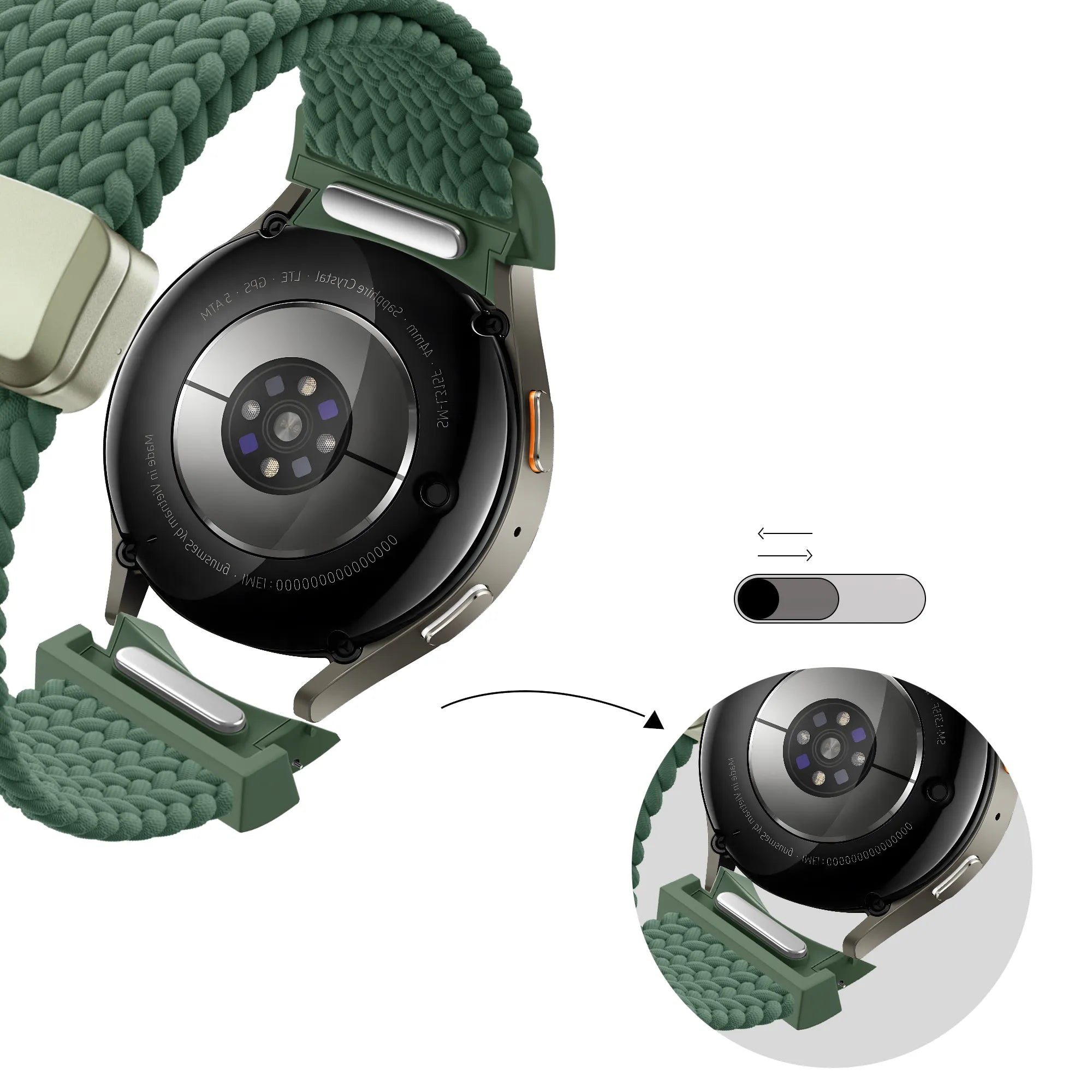 Bandz Samsung Galaxy Watch 6 Classic - 43mm Braided Strap 'Easy Fit' (Green)