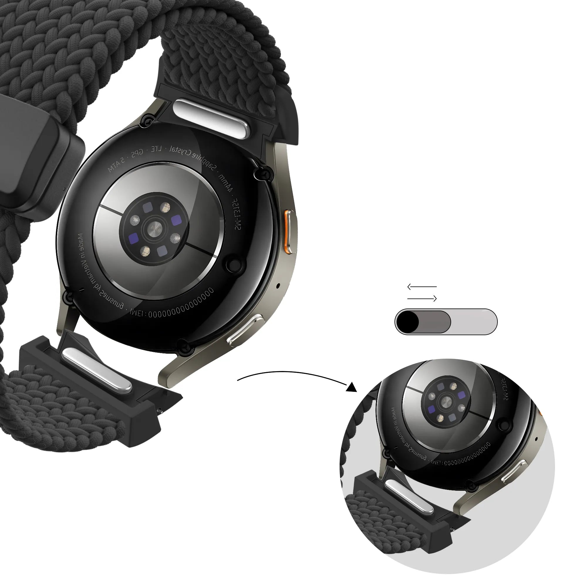 Bandz Samsung Galaxy Watch 6 - 44mm Braided Strap 'Easy Fit' (Black)