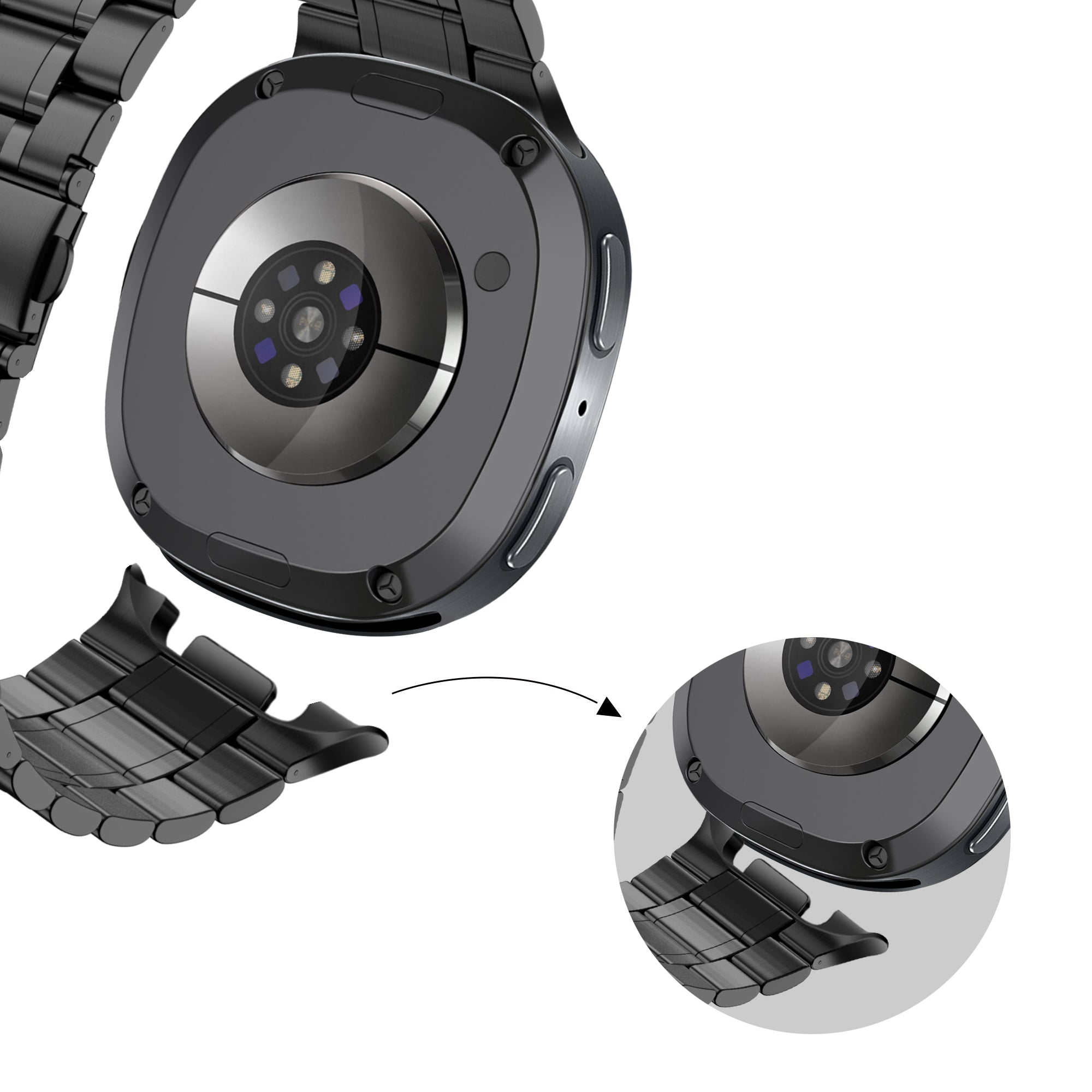 Bandz Samsung Galaxy Watch 8 - 40mm Steel Strap 'Deluxe' (Black)