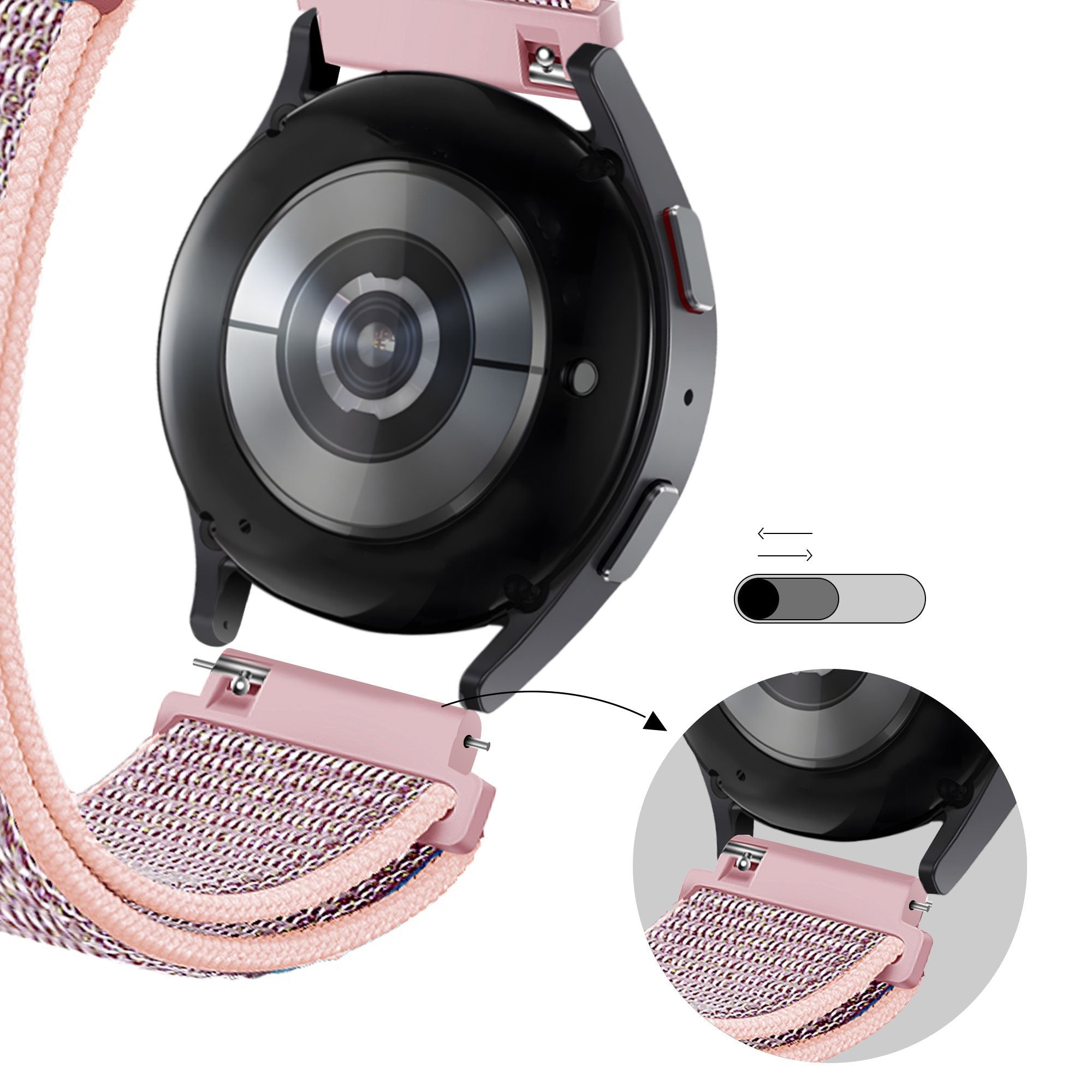 Bandz Garmin Vivomove Style Nylon Loop Strap (Pink)