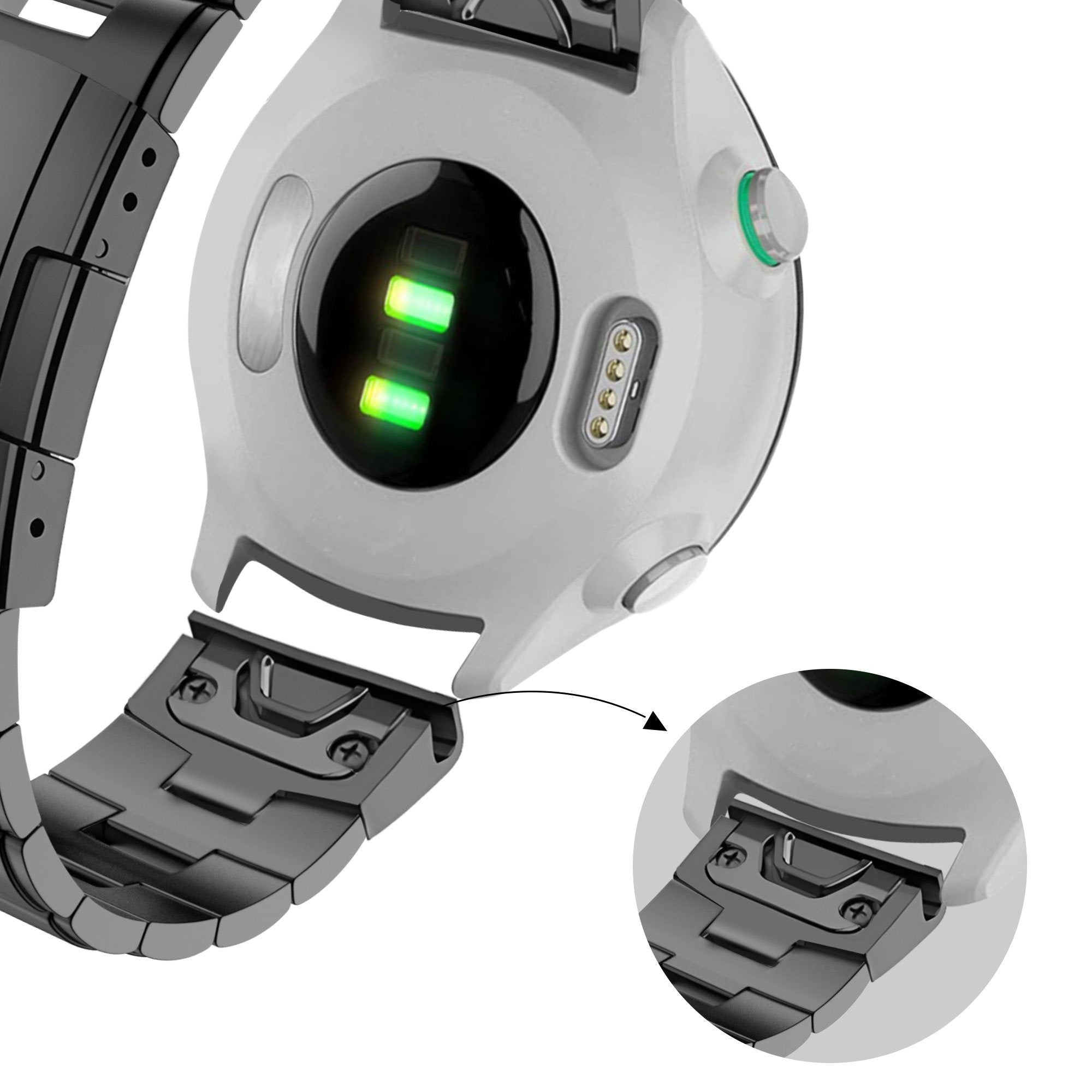 Bandz Garmin Instinct 2 Titanium Link Strap (Grey)