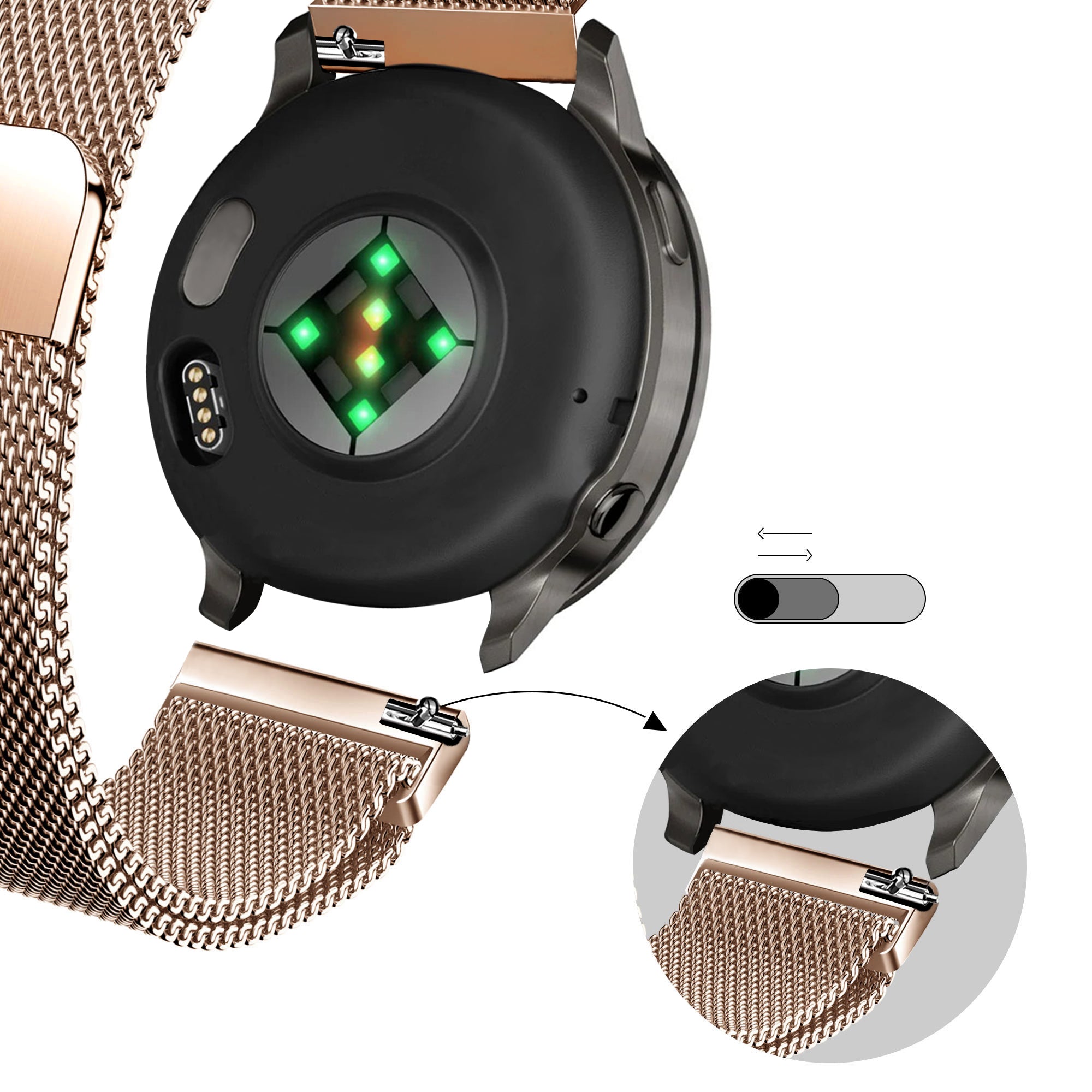 Bandz Garmin Venu 4 - 41mm Milanese Loop Strap (Rose Gold)