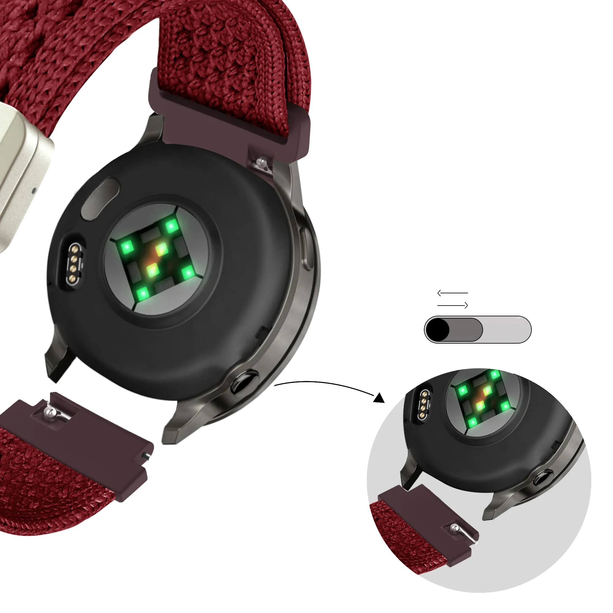 Bandz Garmin Approach J1 Vintage Nylon Strap (Wine Red)