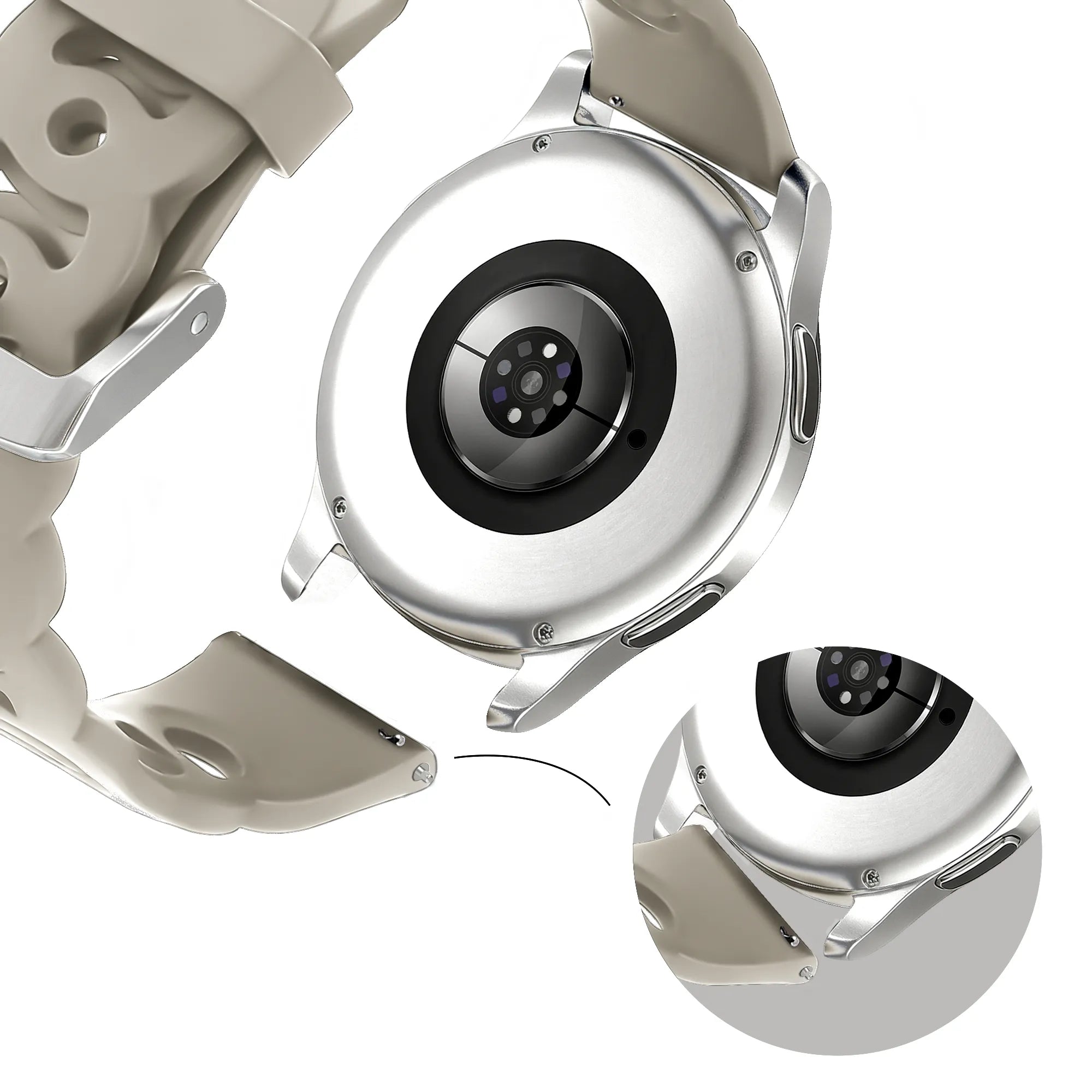 Bandz Huawei Watch GT 3 42mm Silicone Strap 'Chains' (Light Grey)