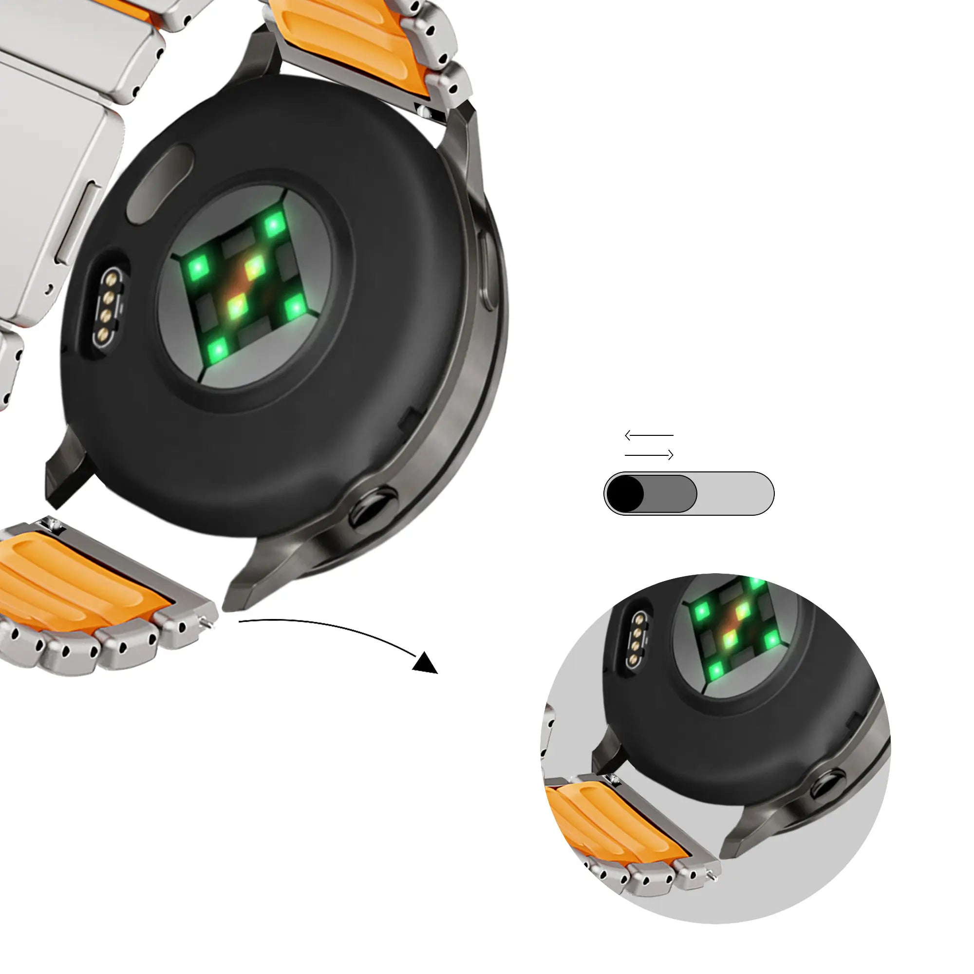 Bandz Huawei Watch GT 2 Pro Titanium Strap 'Hybrid' (Titanium/Orange)