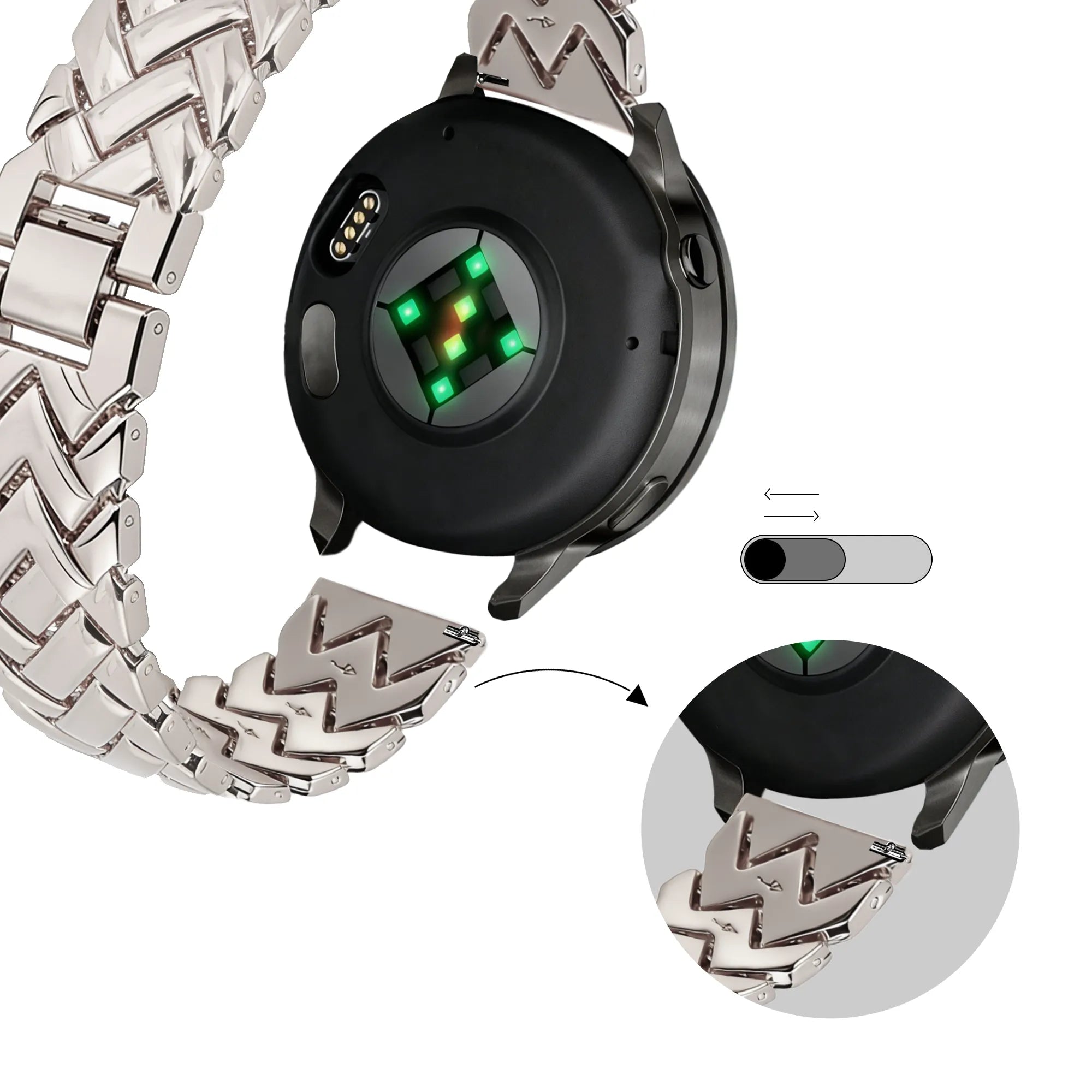 Bandz Oppo Watch X2 Mini Metal Strap 'V-Type' (Starlight)