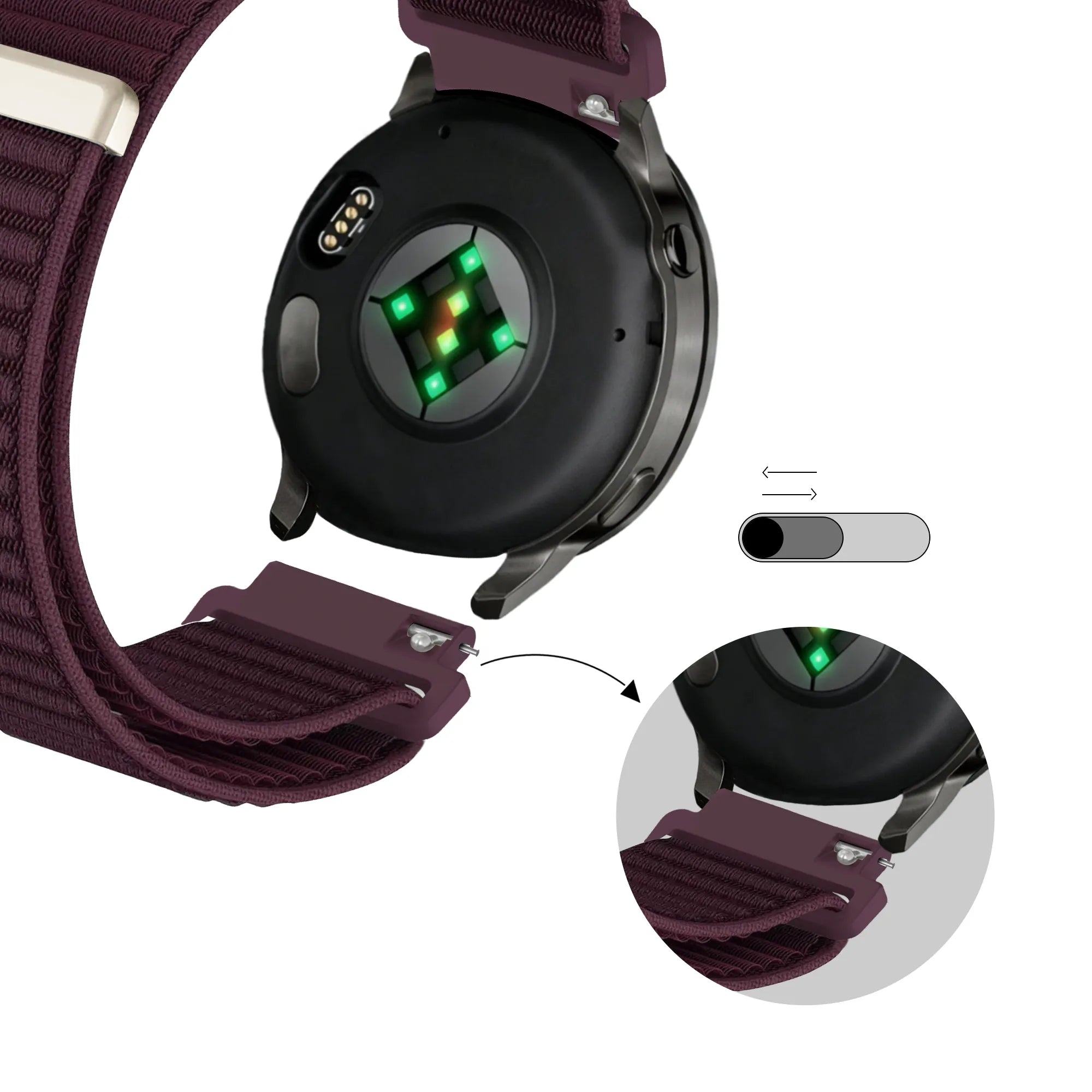 Bandz Garmin Forerunner 265s Nylon Strap 'Wave' (Dark Purple)