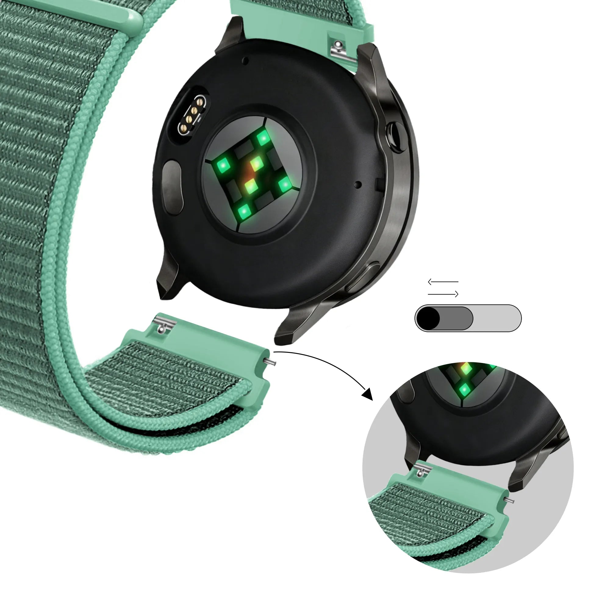 Bandz Garmin Vivomove 3s Nylon Loop Strap (Mint)