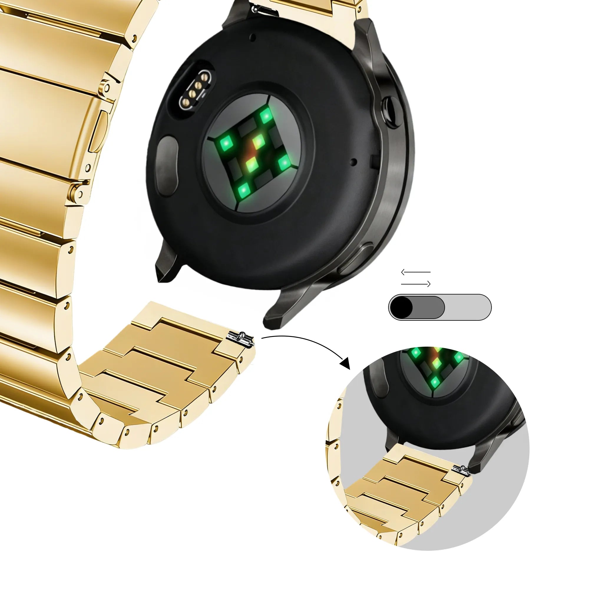 Bandz Garmin Vivomove Sport Steel Strap 'One Bead' (Gold)