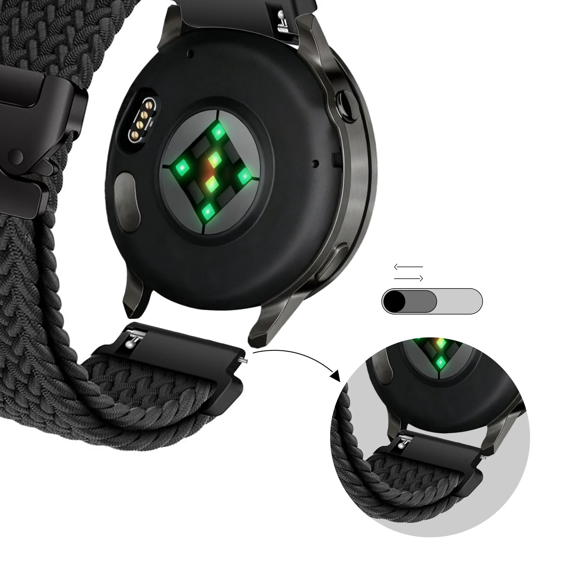 Bandz Garmin Forerunner 265 Braided Strap 'Parachute' (Black)