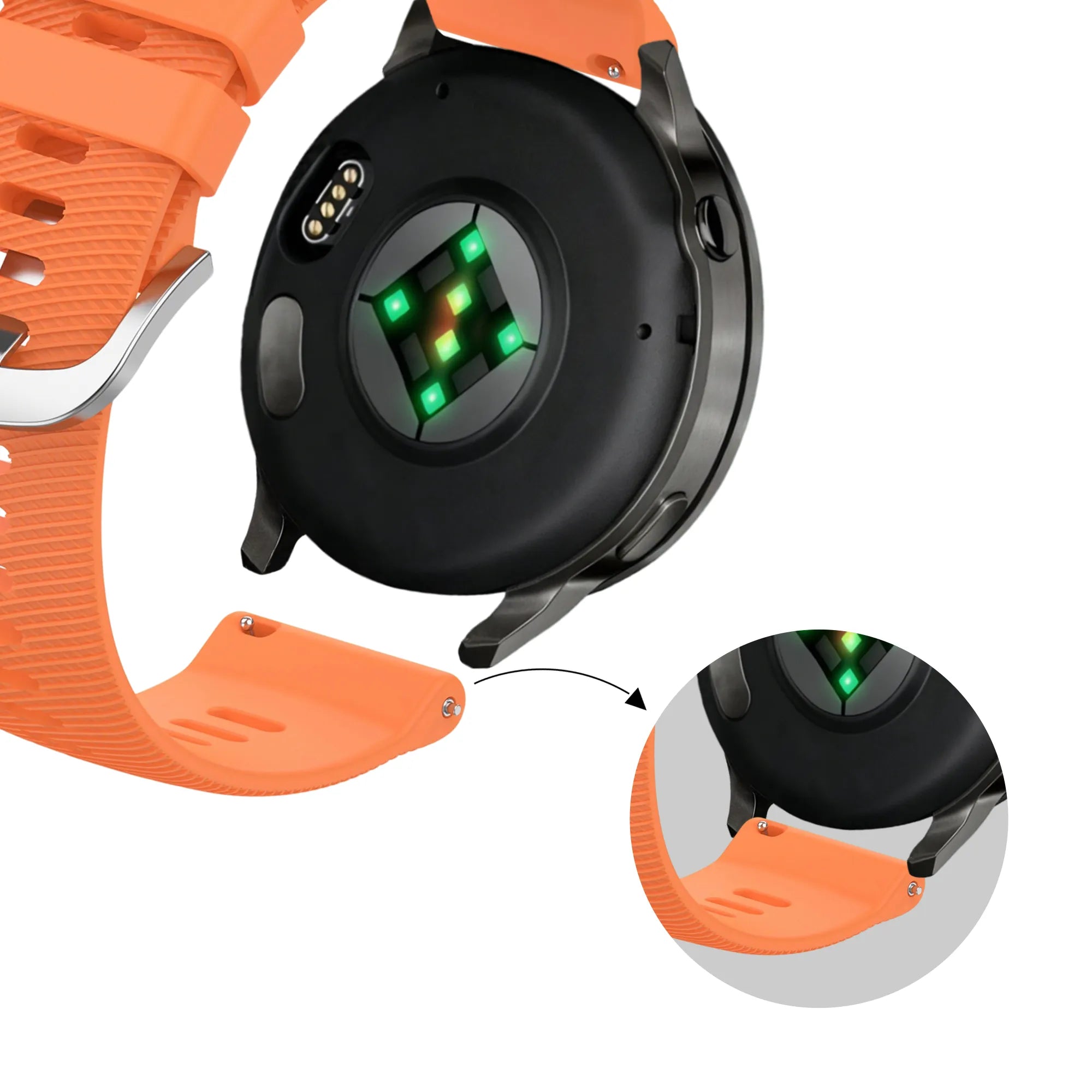 Bandz Garmin Forerunner 255s Silicone Strap 'Deluxe' (Orange)