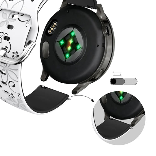 Bandz Garmin Vivoactive 4s Silicone Strap 'Flowers' (White/Black)