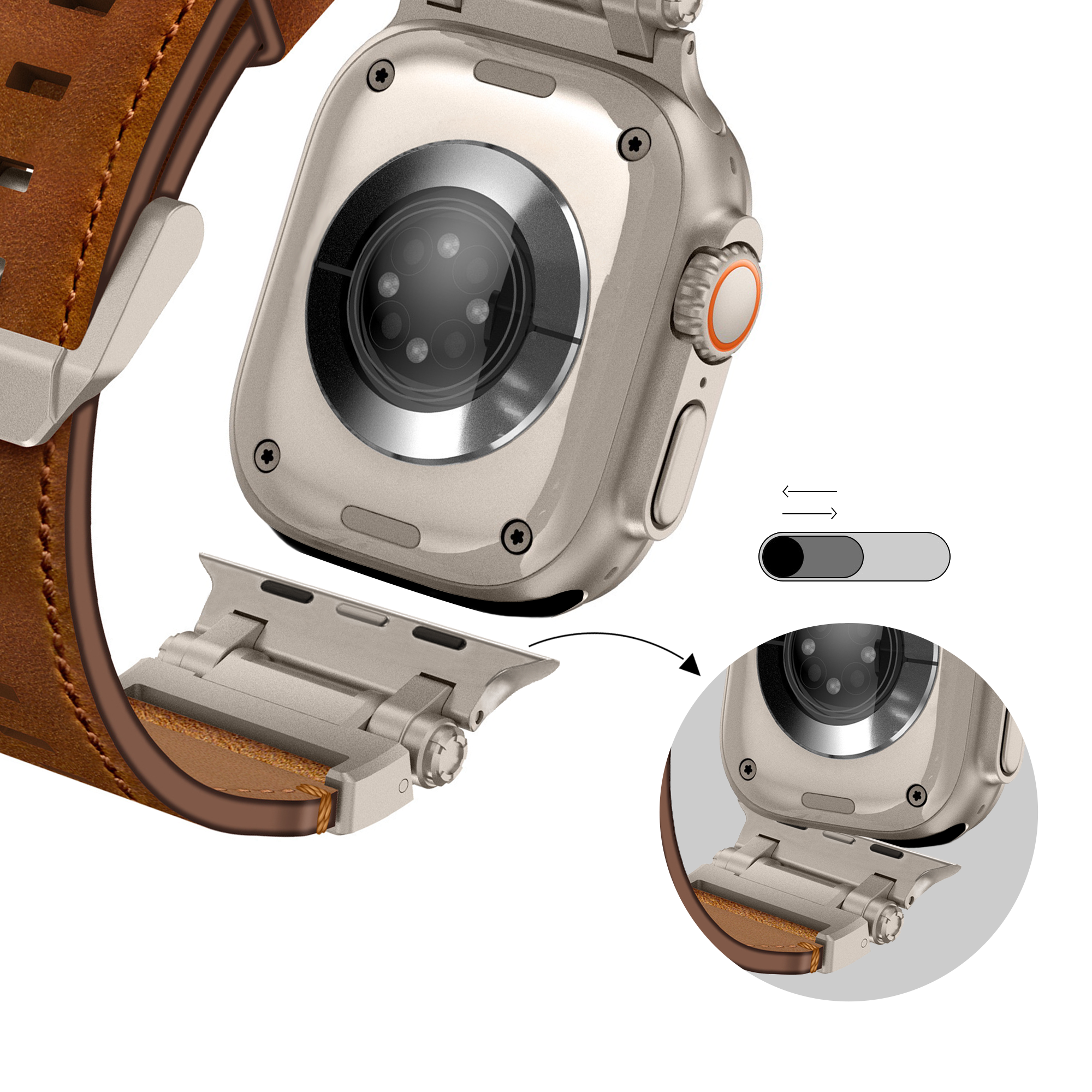 Bandz Apple Watch Ultra Leather Strap 'Explorer' (Brown)