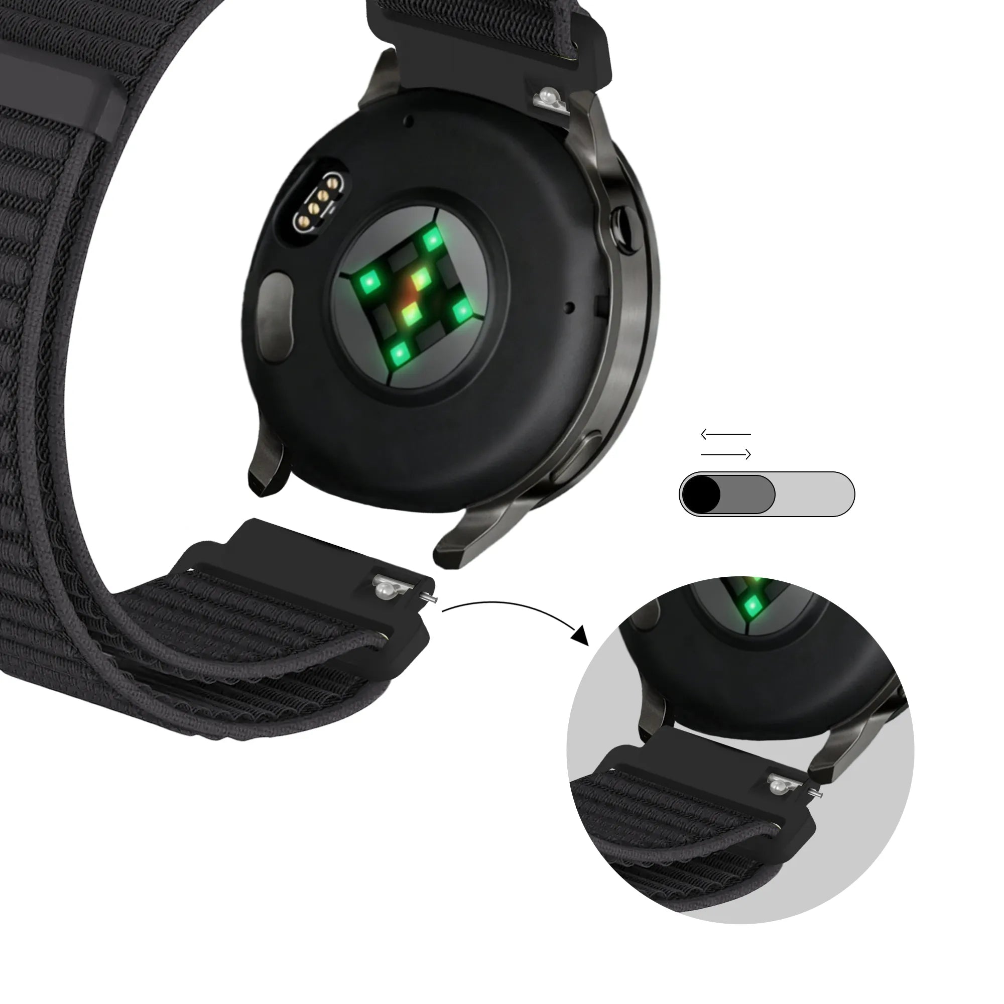 Bandz Garmin Forerunner 255 Nylon Strap 'Wave' (Black)