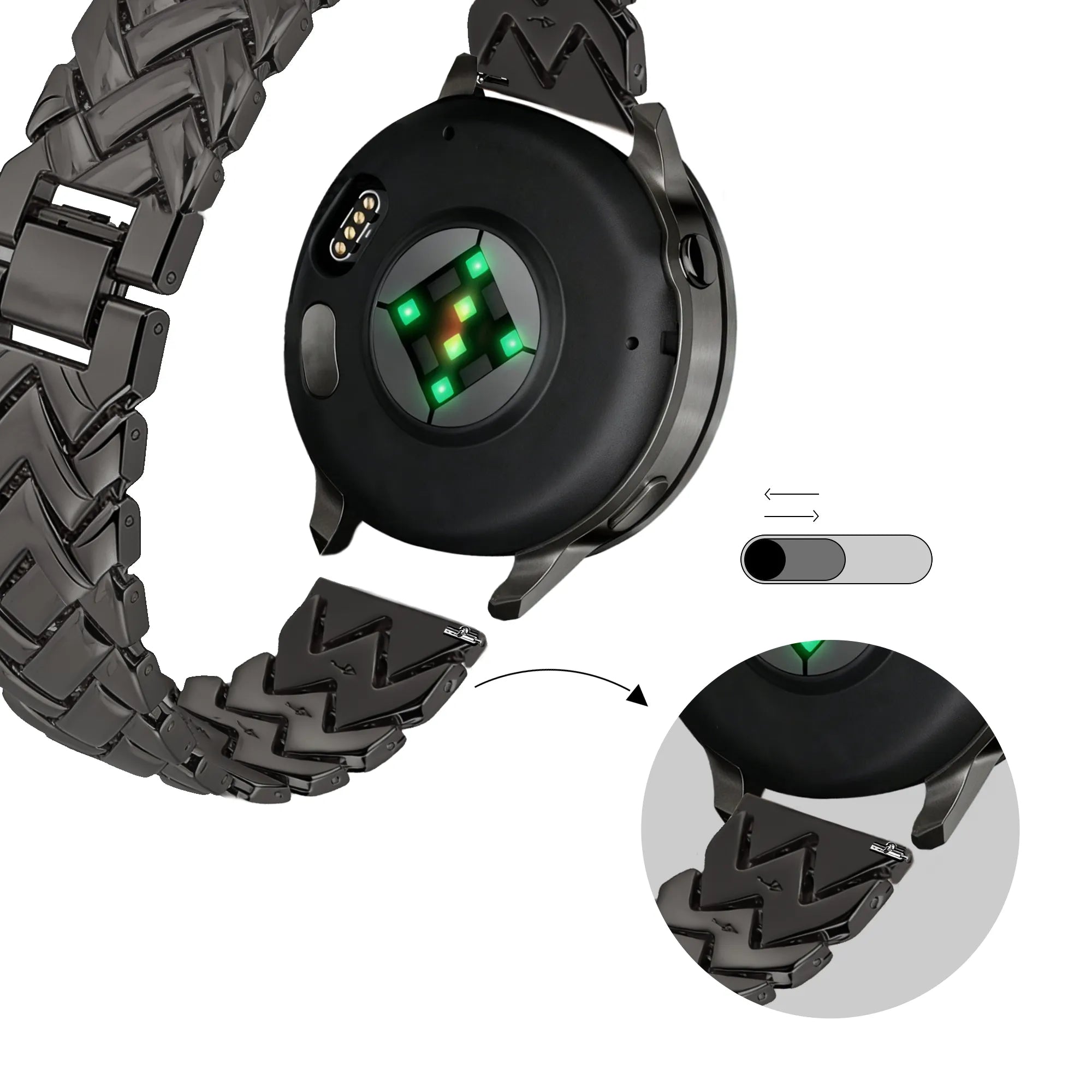 Bandz Garmin Forerunner 255s Metal Strap 'V-Type' (Black)