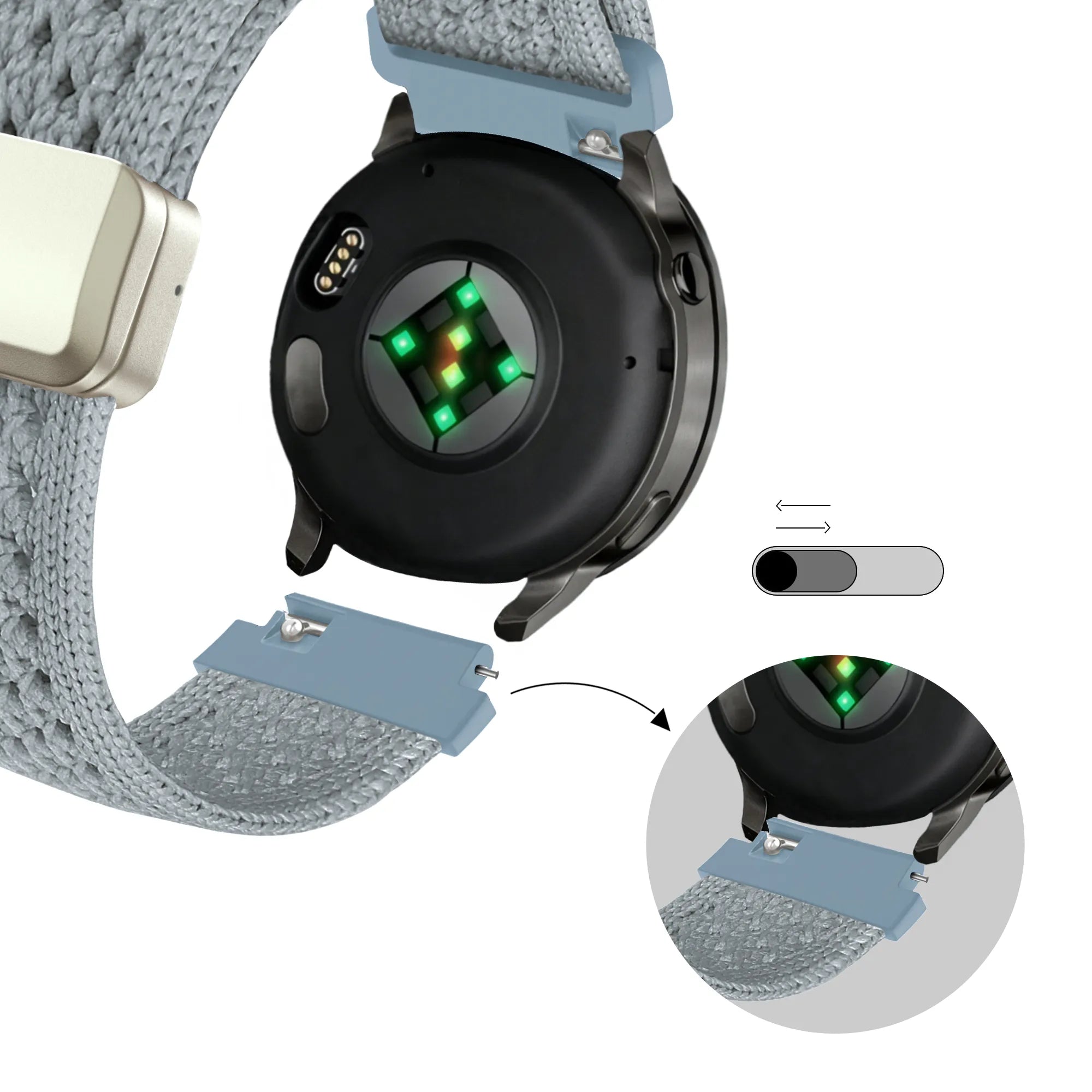 Bandz Garmin Vivomove 3s Vintage Nylon Strap (Light Blue)