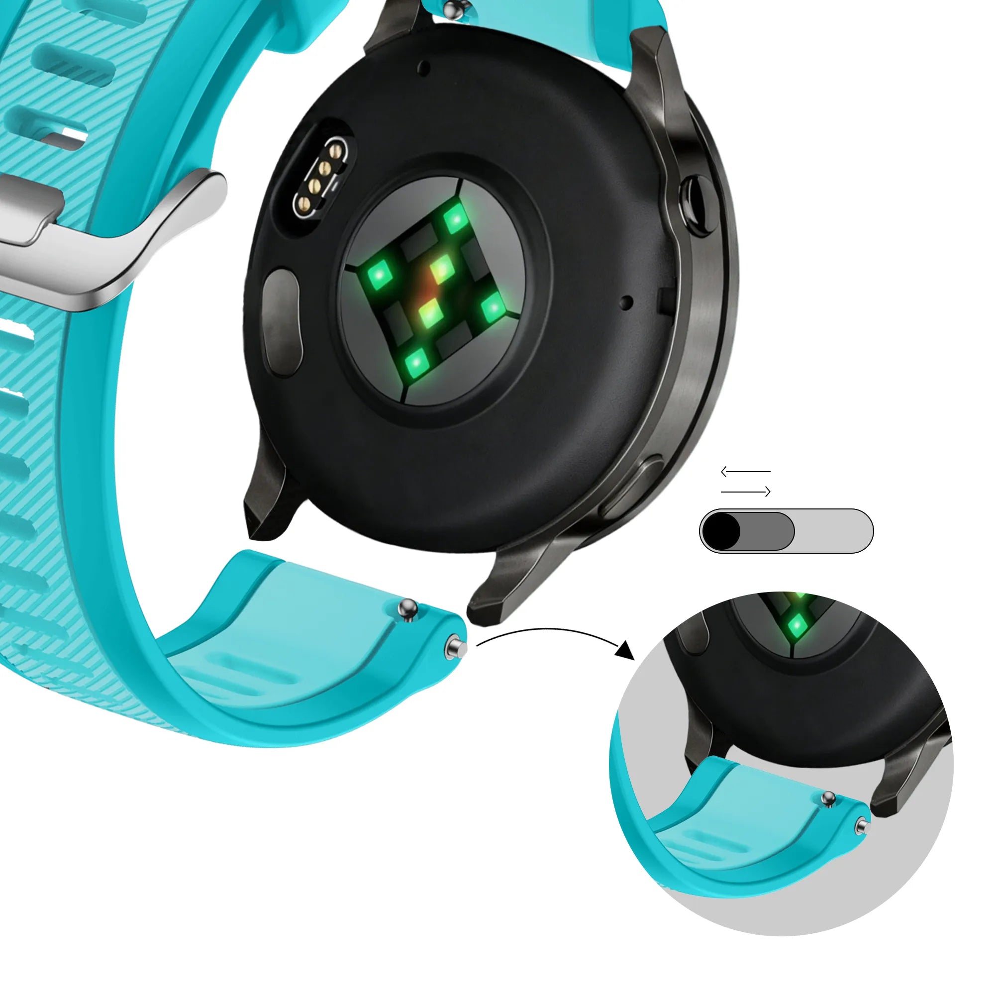 Bandz Garmin Vivomove 3 Dual Buckled Sport Strap (Aqua)