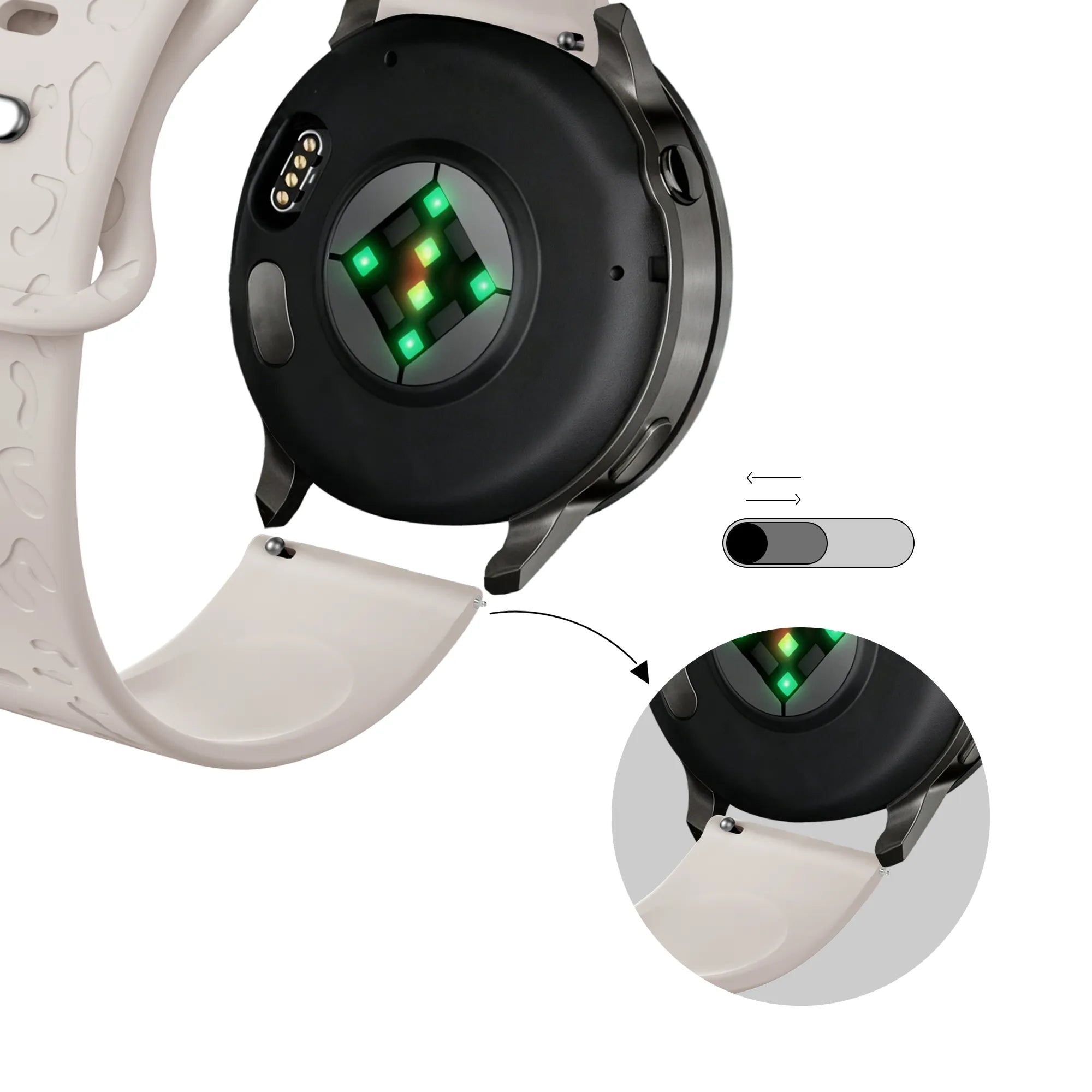 Bandz Garmin Vivomove Style Silicone Strap 'Leopard' (Starlight)