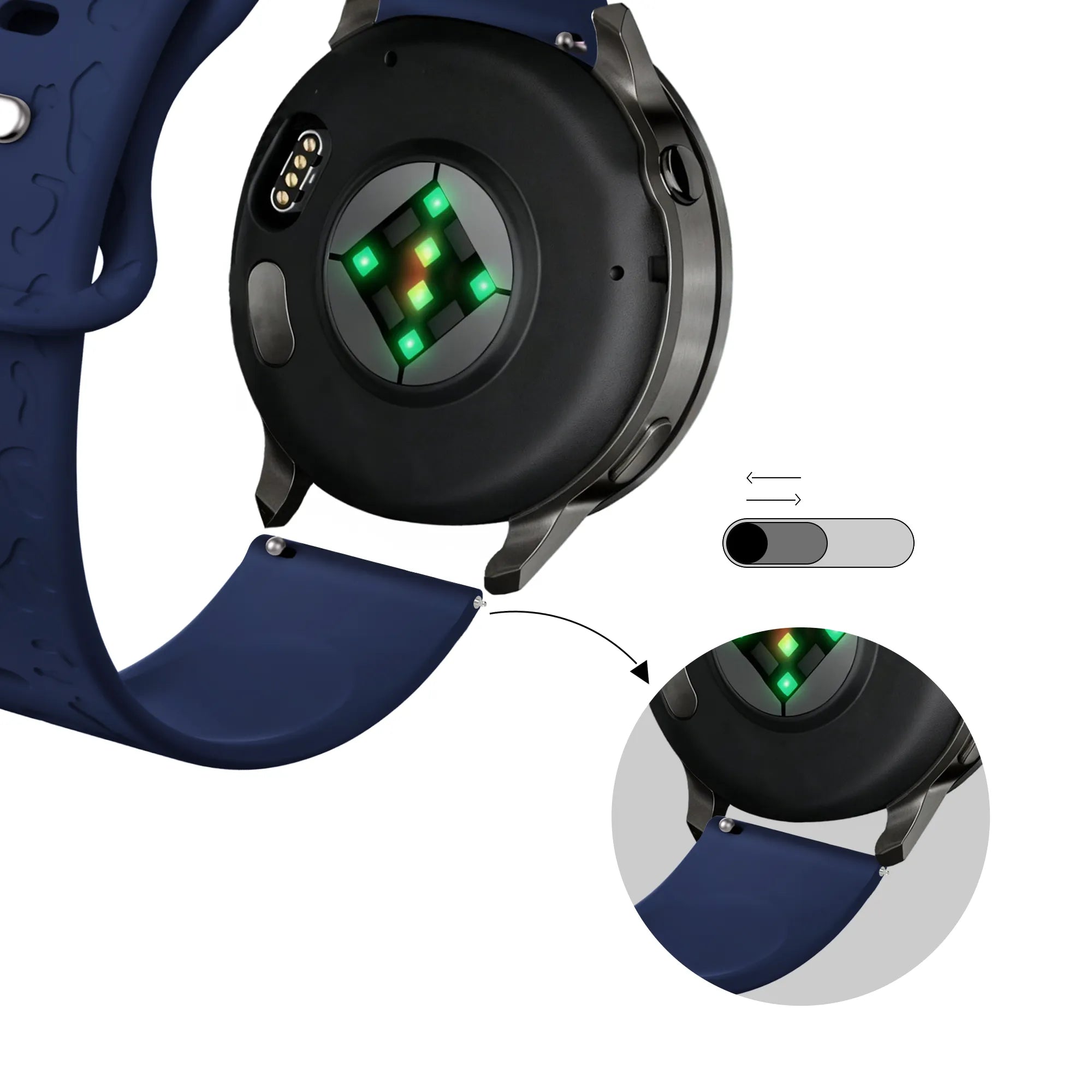 Bandz Garmin Vivomove Style Silicone Strap 'Leopard' (Dark Blue)