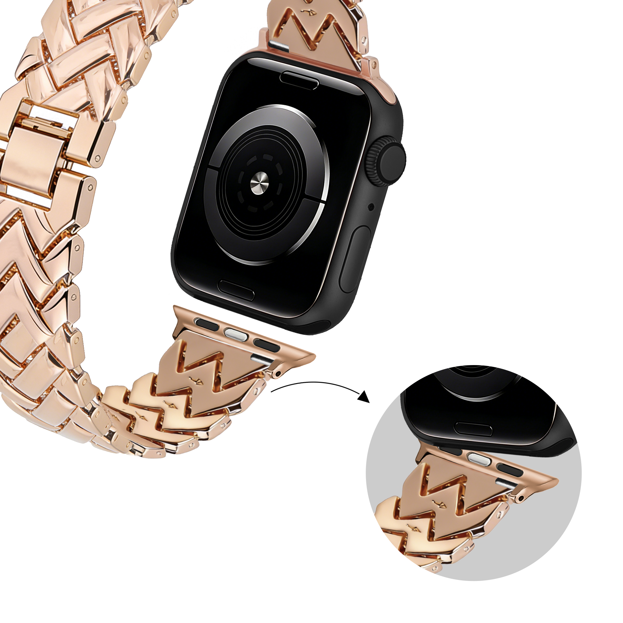 Bandz Apple Watch Metal Strap 'V-Type' (Rose Gold)