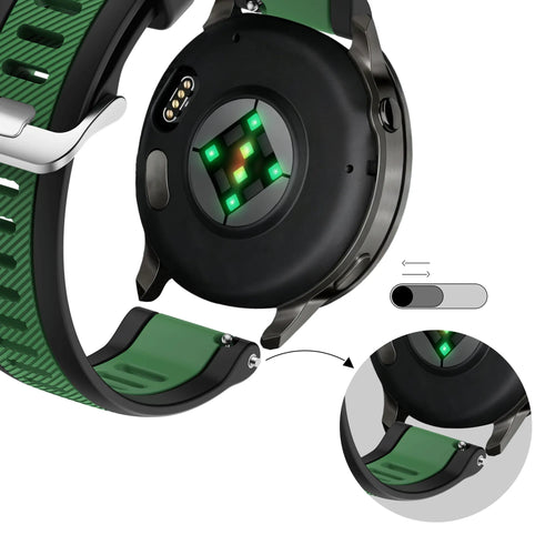 Bandz Garmin Vivomove Trend Dual Buckled Sport Strap (Black/Green)