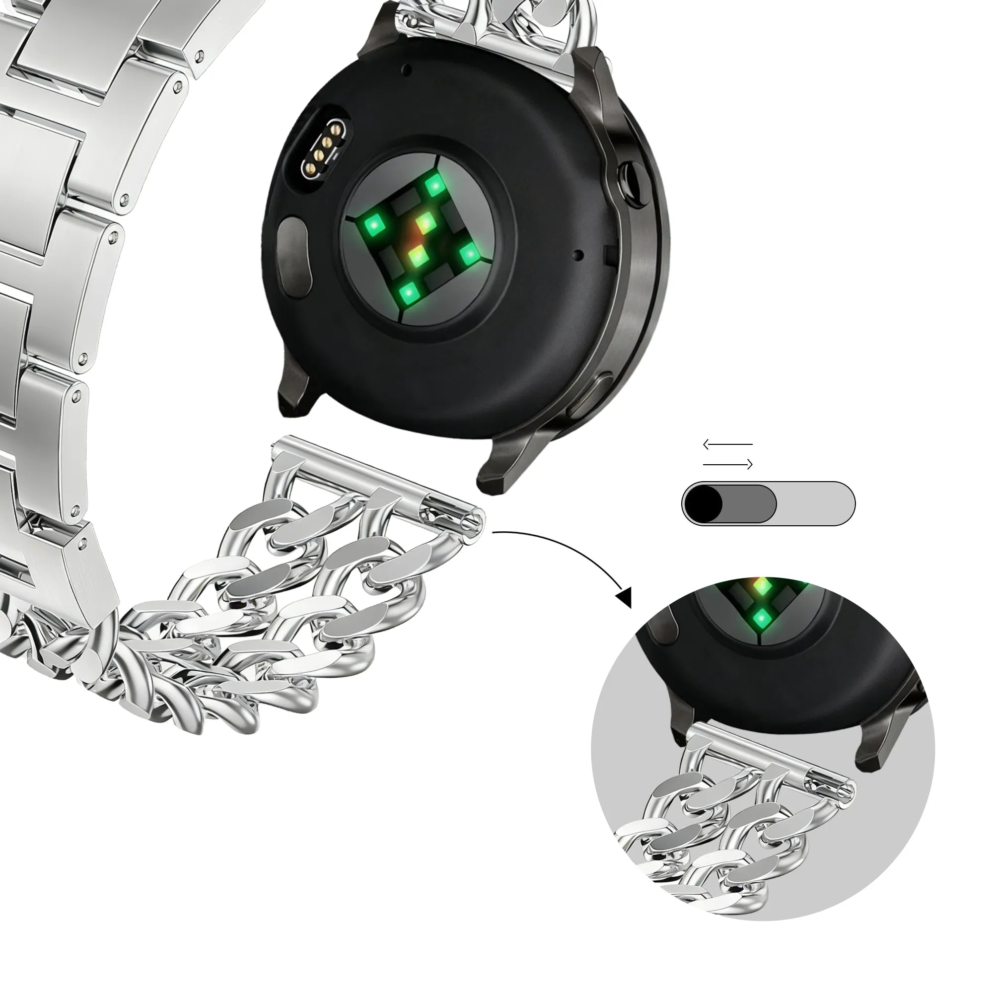 Bandz Coros Apex - 42mm Metal Strap 'Double Chains' (Silver)