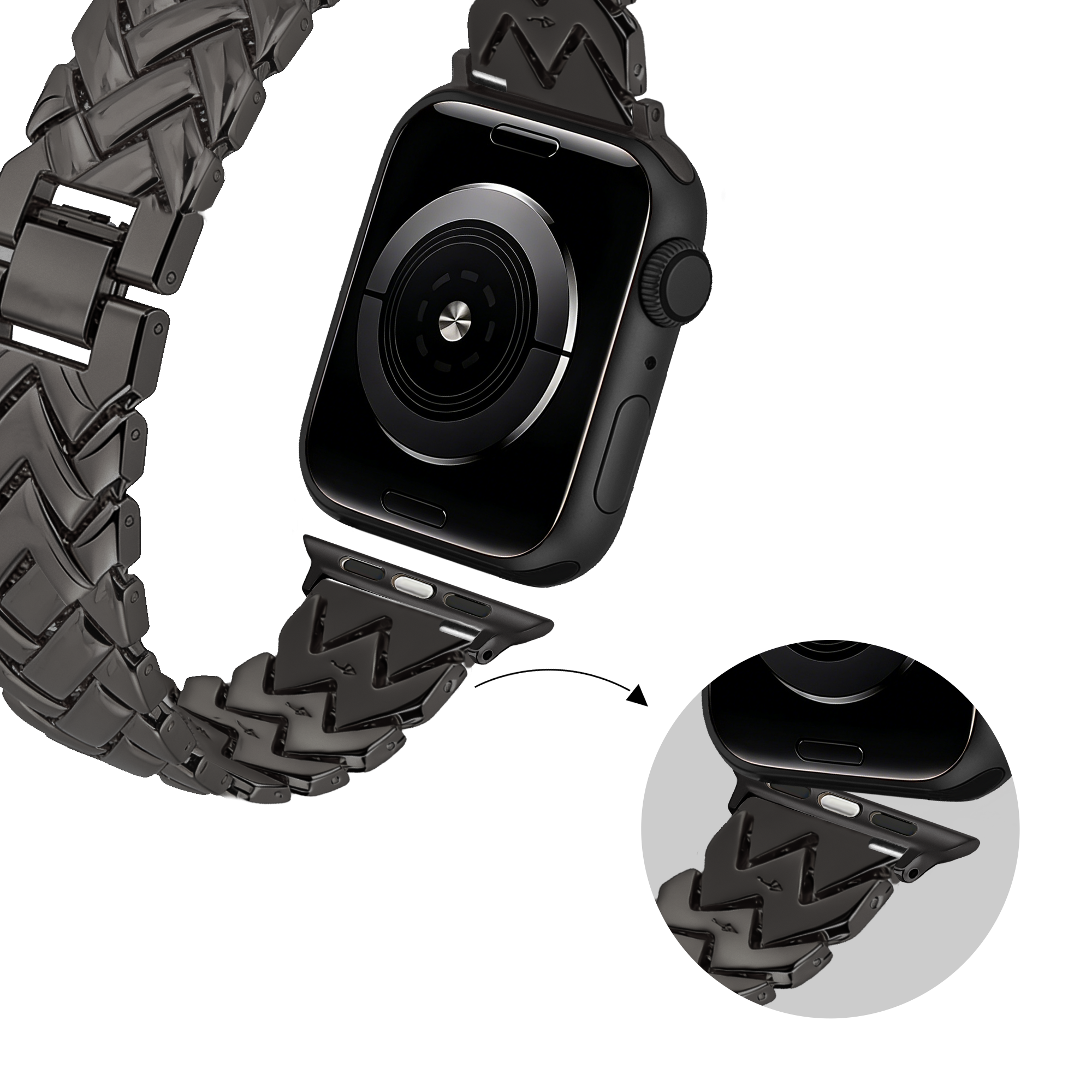 Bandz Apple Watch Metal Strap 'V-Type' (Black)