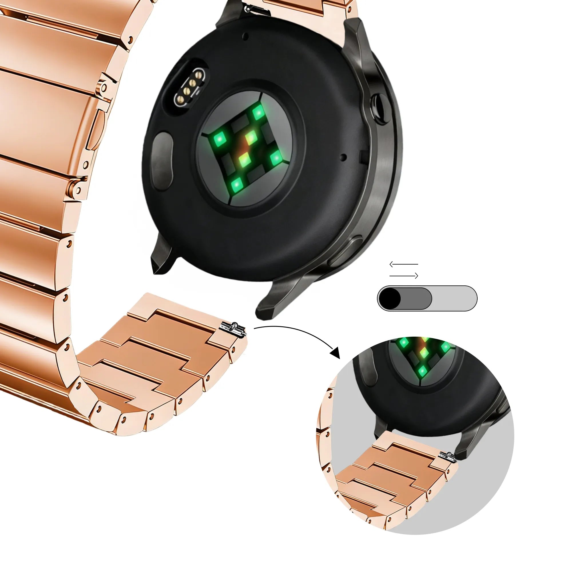 Bandz Garmin Vivomove 3 Steel Strap 'One Bead' (Rose Gold)
