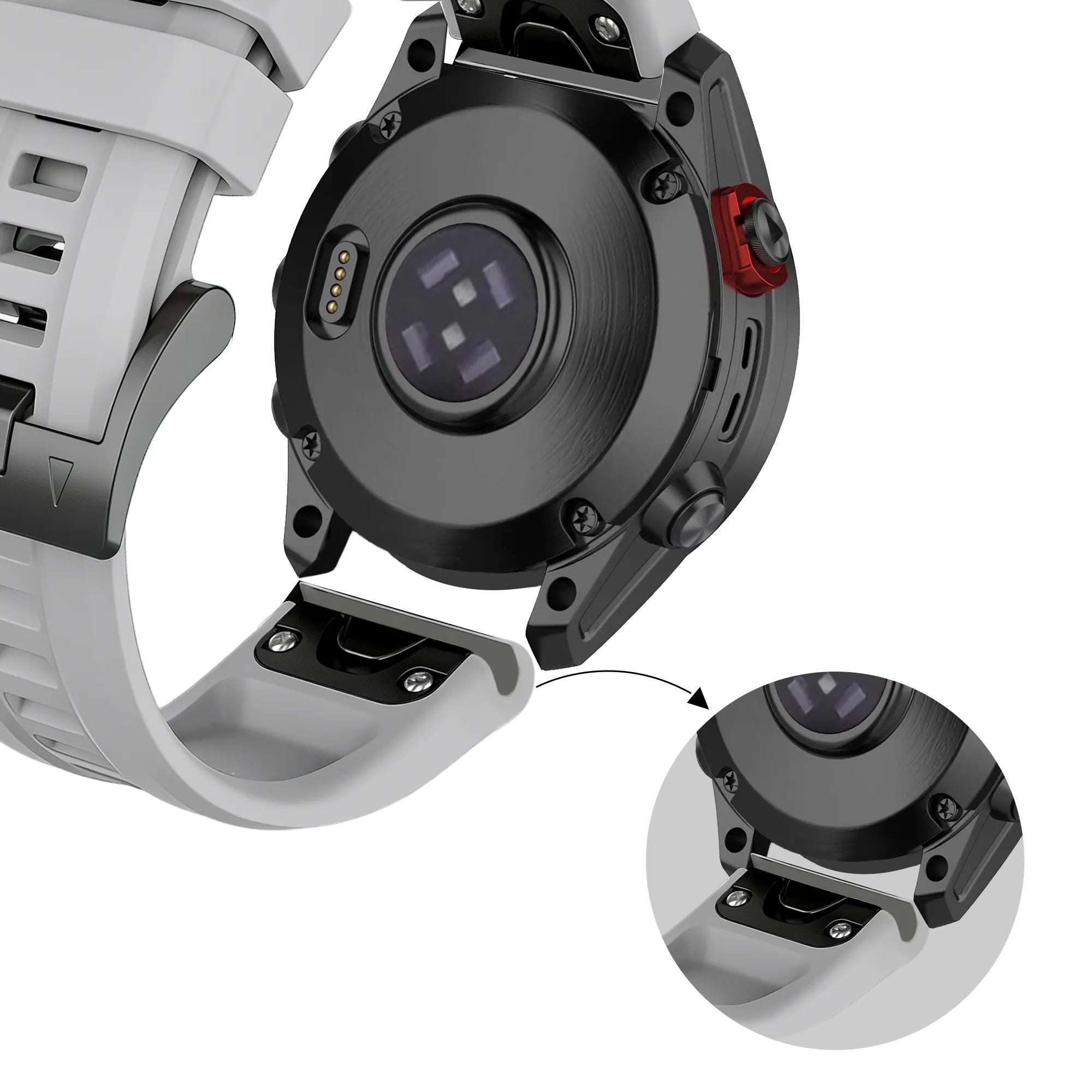 Bandz Garmin Fenix 5x / 6x Silicone Strap 'Classic' (Grey)