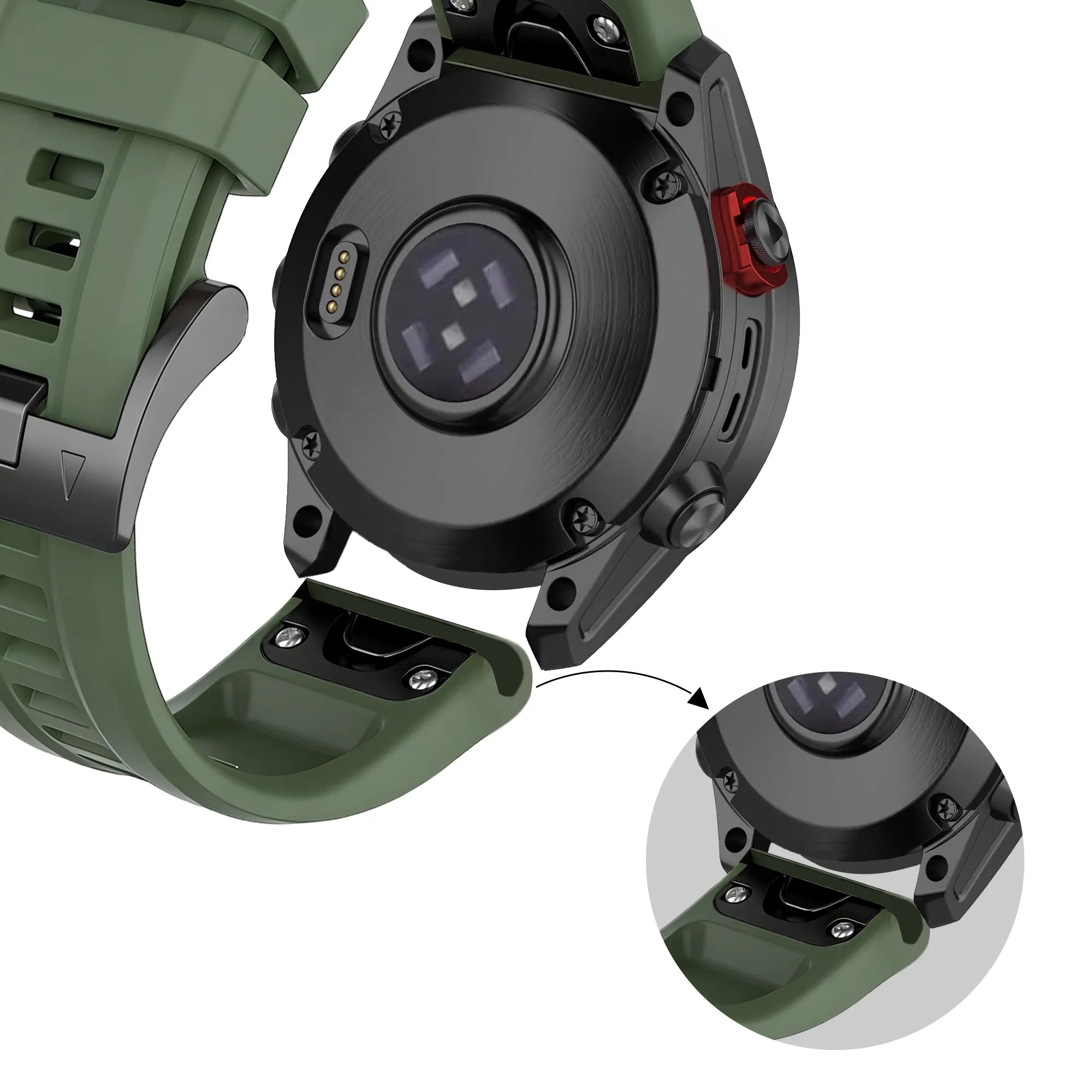 Bandz Garmin Fenix 7s Silicone Strap 'Classic' (Green)