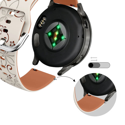 Bandz Garmin Venu 3s Silicone Strap 'Flowers' (Starlight/Brown)