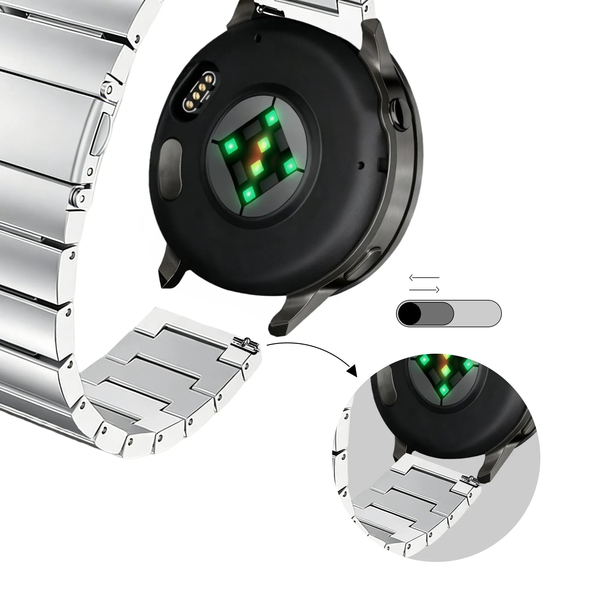 Bandz Garmin Vivomove Trend Steel Strap 'One Bead' (Silver)