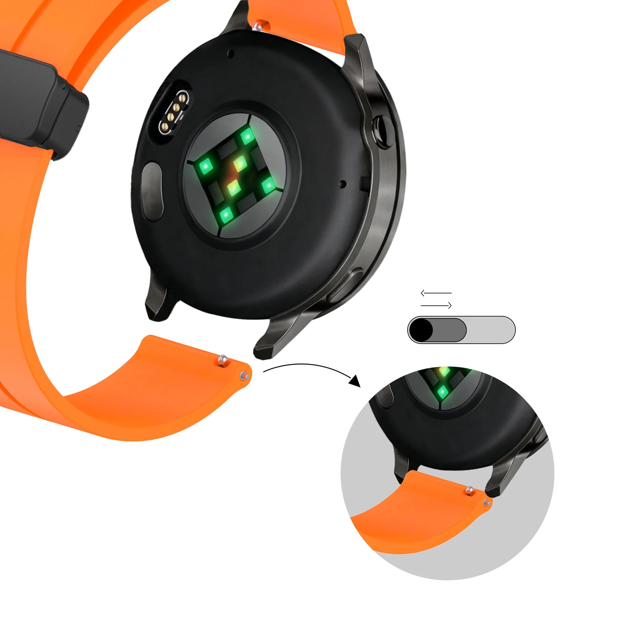 Bandz Garmin Vivomove Style Silicone Strap with D-Buckle (Orange)