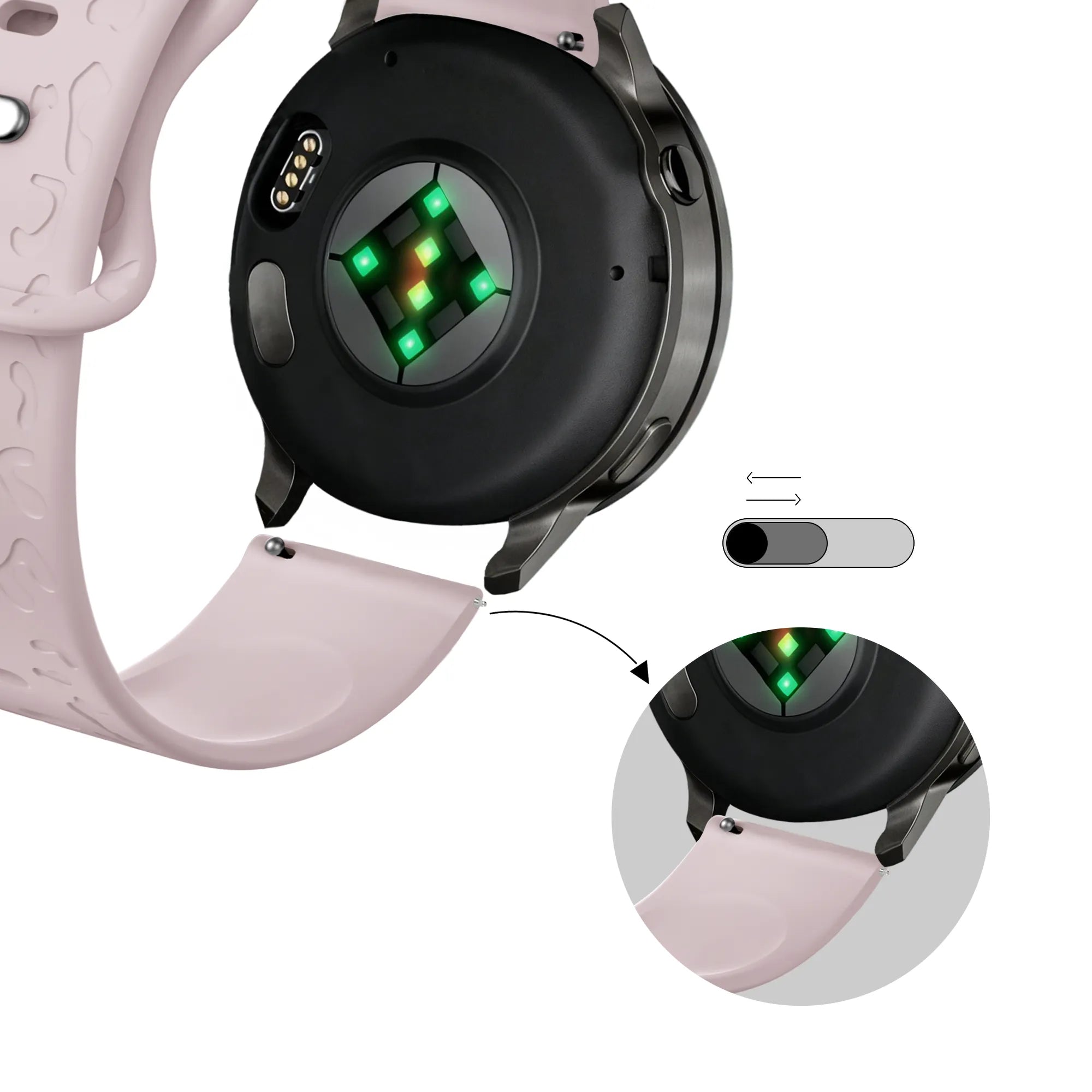 Bandz Garmin Vivomove Style Silicone Strap 'Leopard' (Pink)