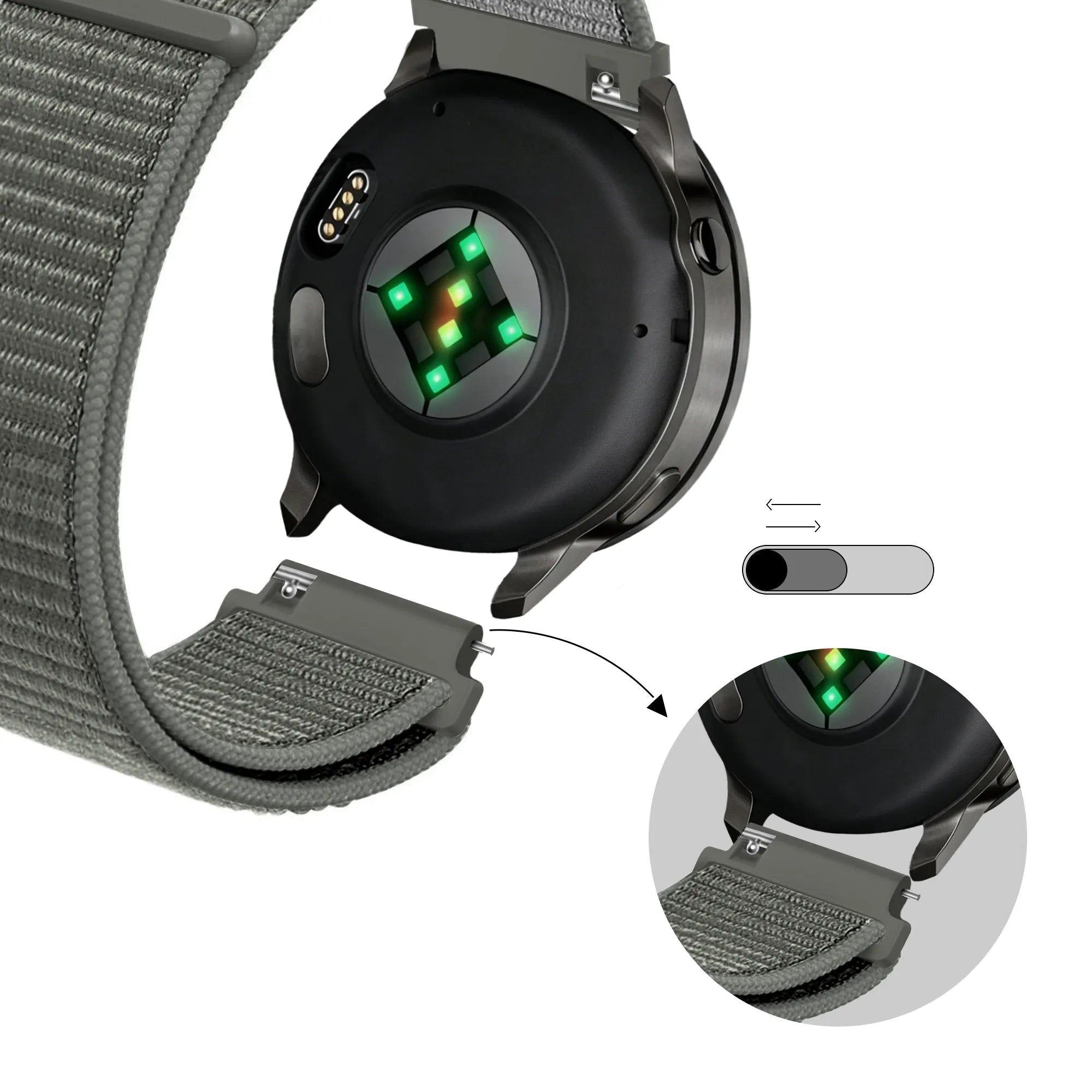 Bandz Garmin Venu 4 - 41mm Nylon Loop Strap (Grey-Green)