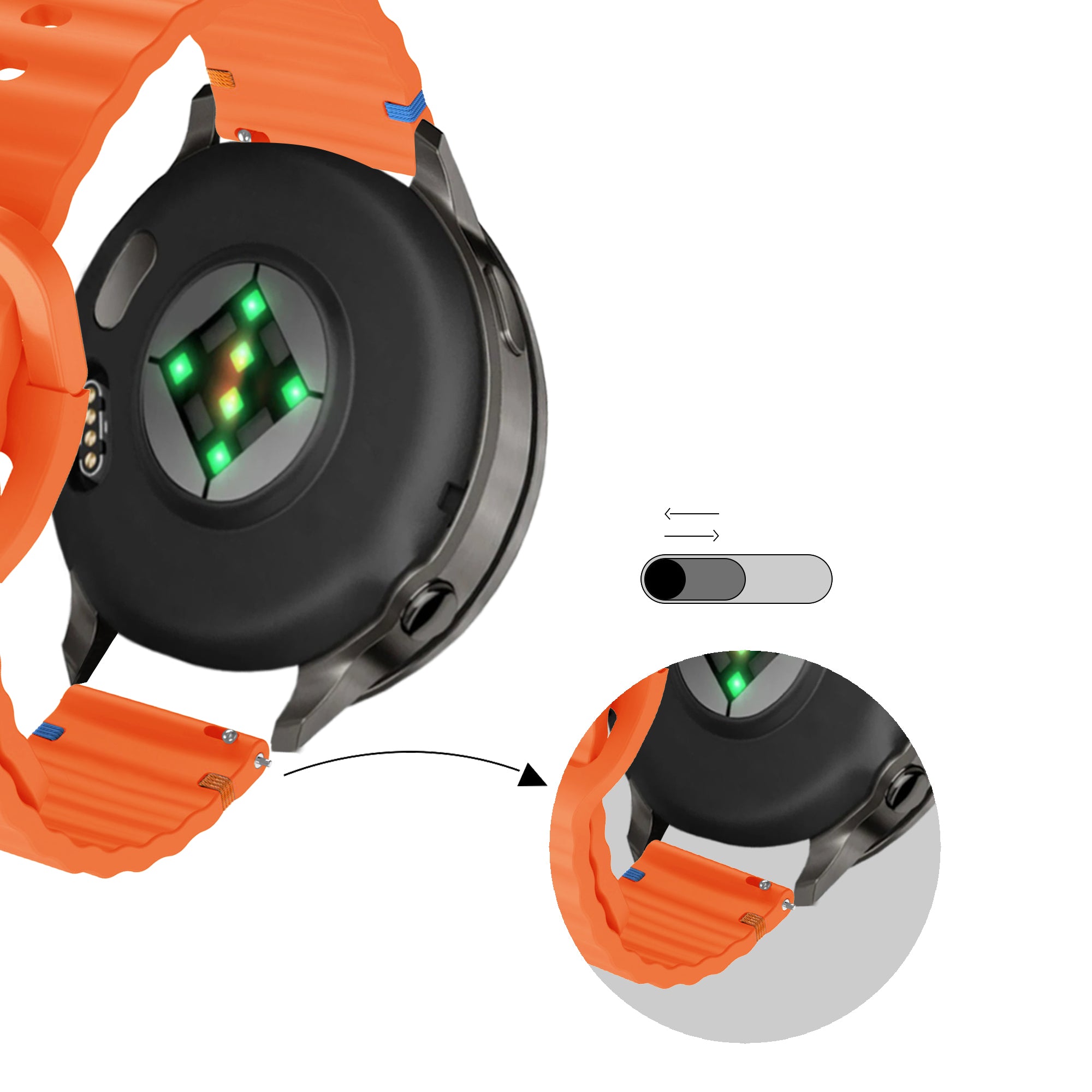 Bandz Garmin Forerunner 70 Silicone Strap 'Wave' (Orange)