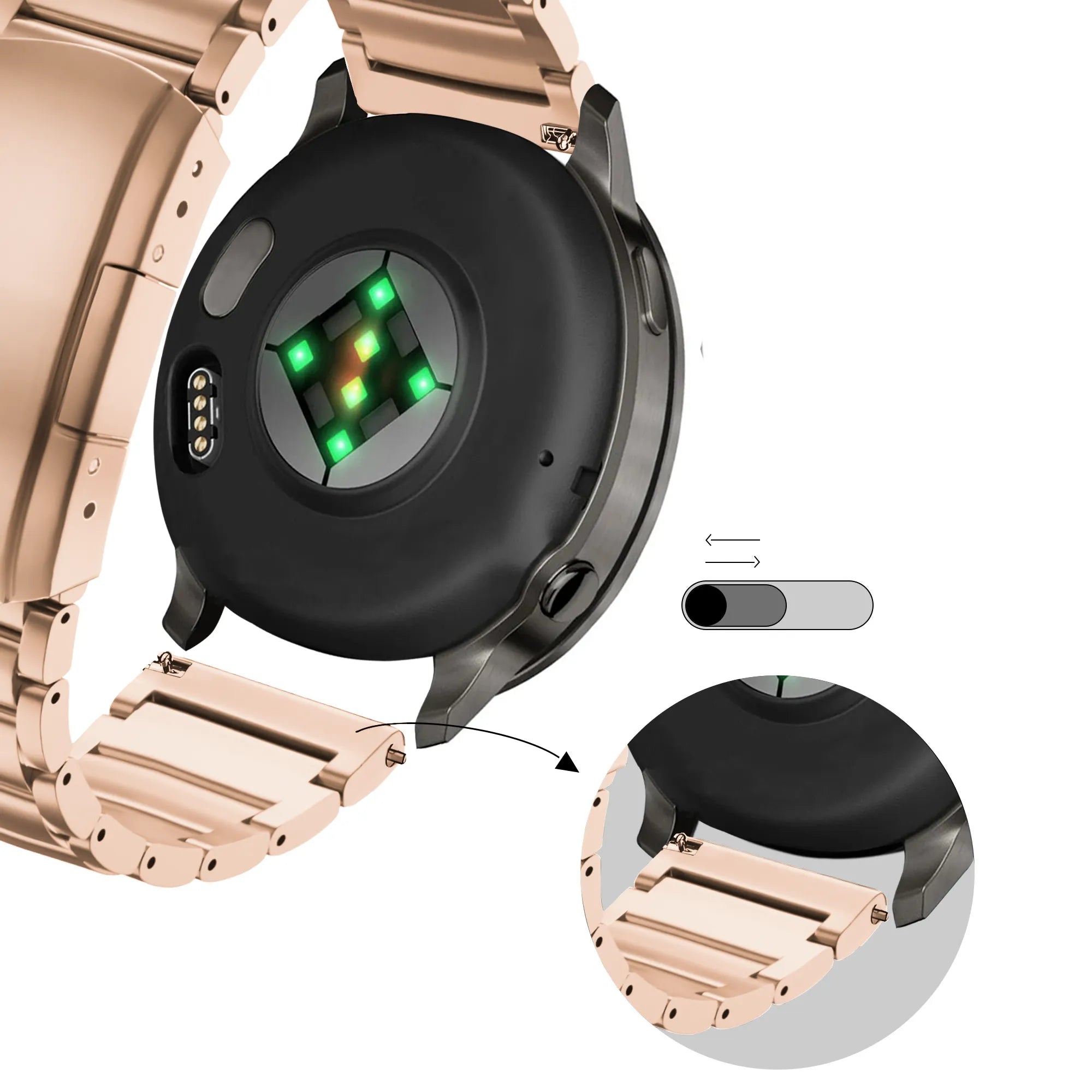Bandz Garmin Vivomove Sport Titanium Link Strap (Rose Gold)