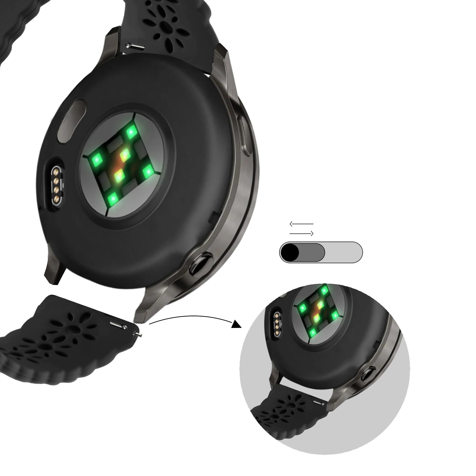Bandz Garmin Vivomove Luxe Silicone Strap 'Lace' (Black)