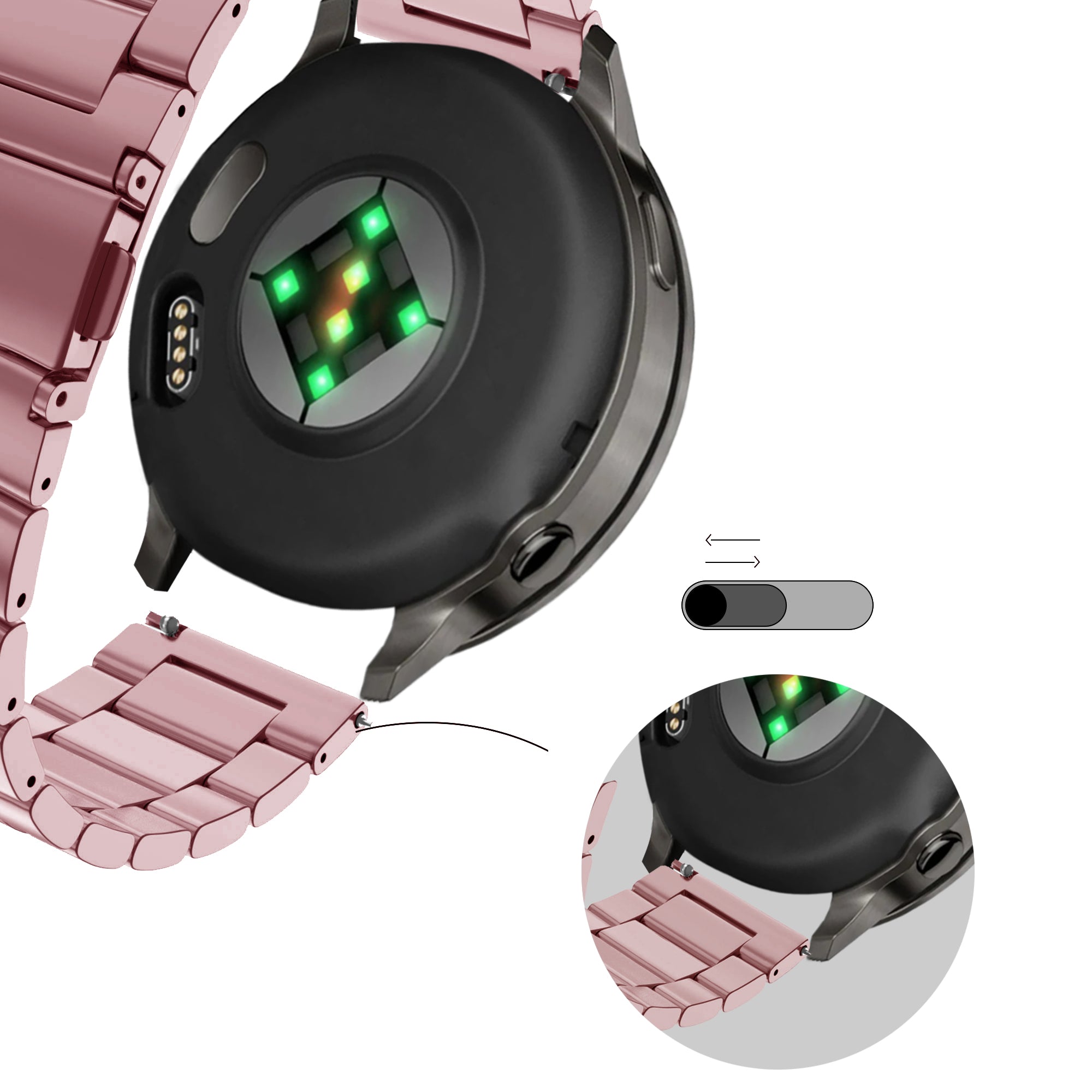Bandz Garmin Venu 3s Steel Strap 'Classic' (Pink)