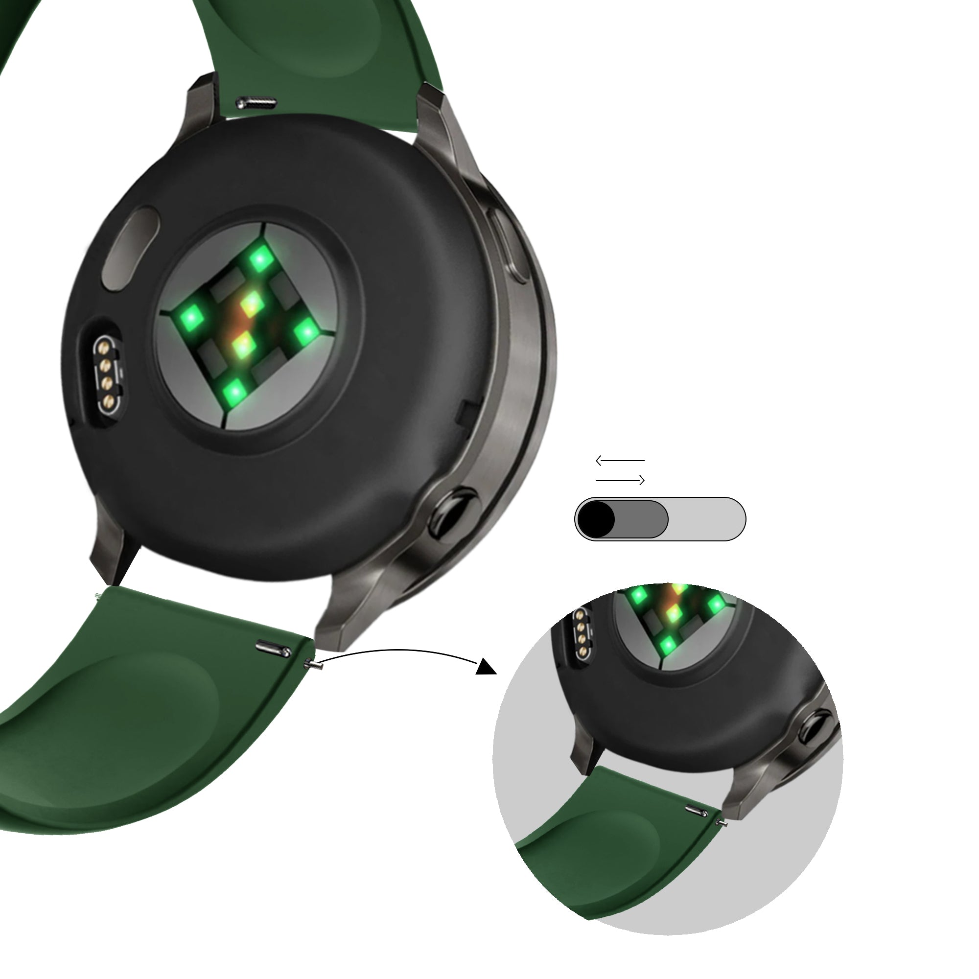 Bandz Garmin Vivomove 3 Sport Strap 'Deluxe' (Army Green)