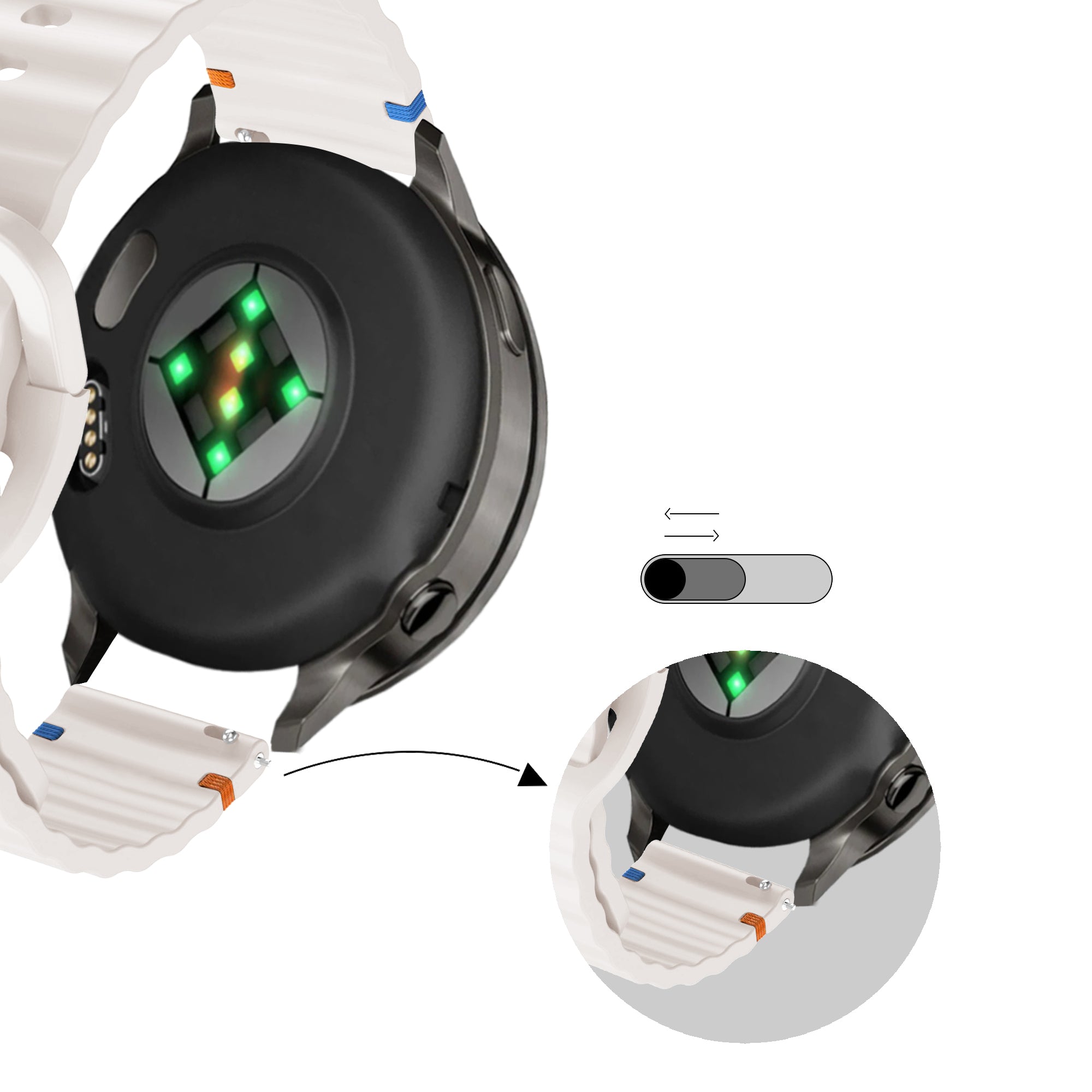Bandz Garmin Vivomove 3 Silicone Strap 'Wave' (Starlight)