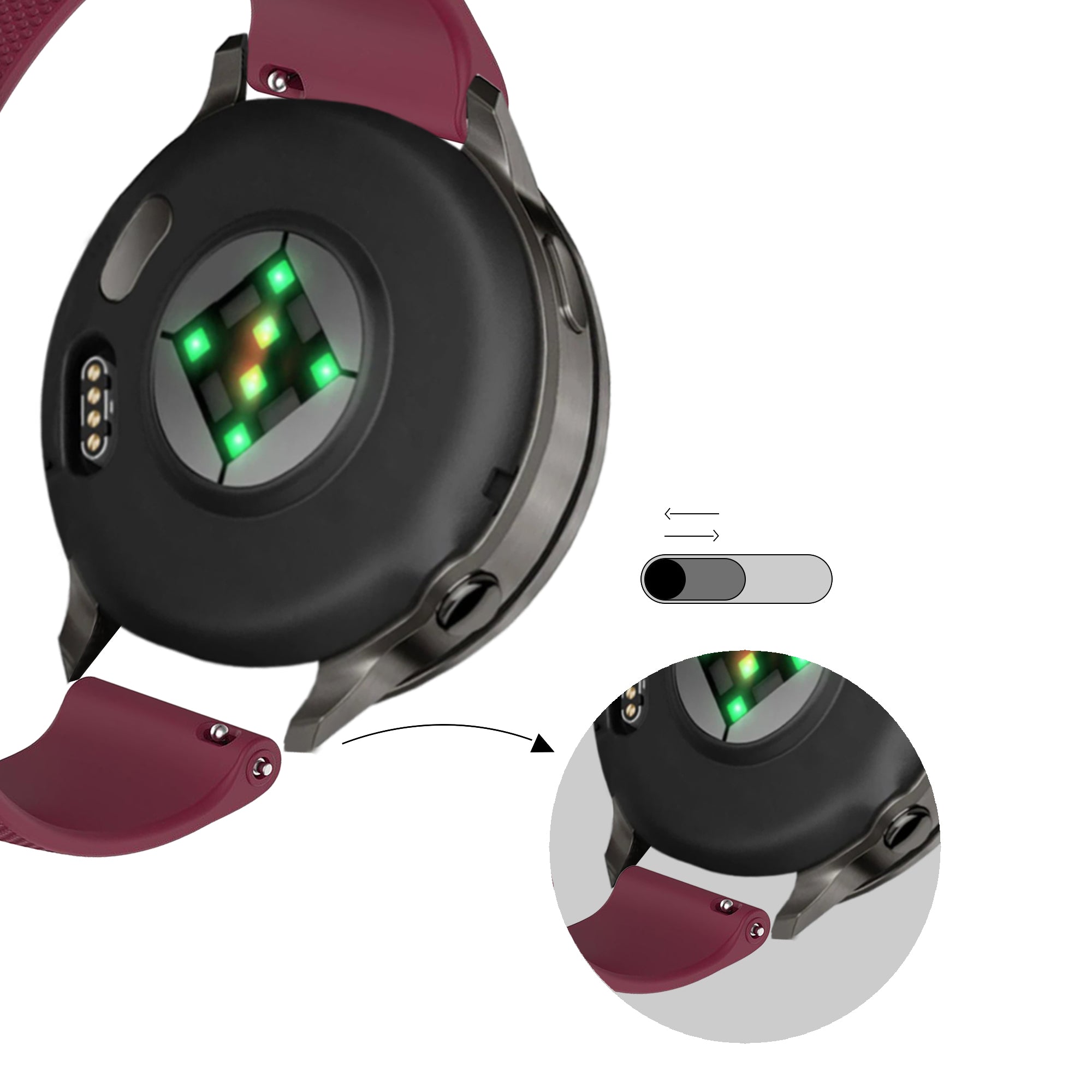 Bandz Garmin Forerunner 170 Silicone Strap 'Premium' (Wine Red)