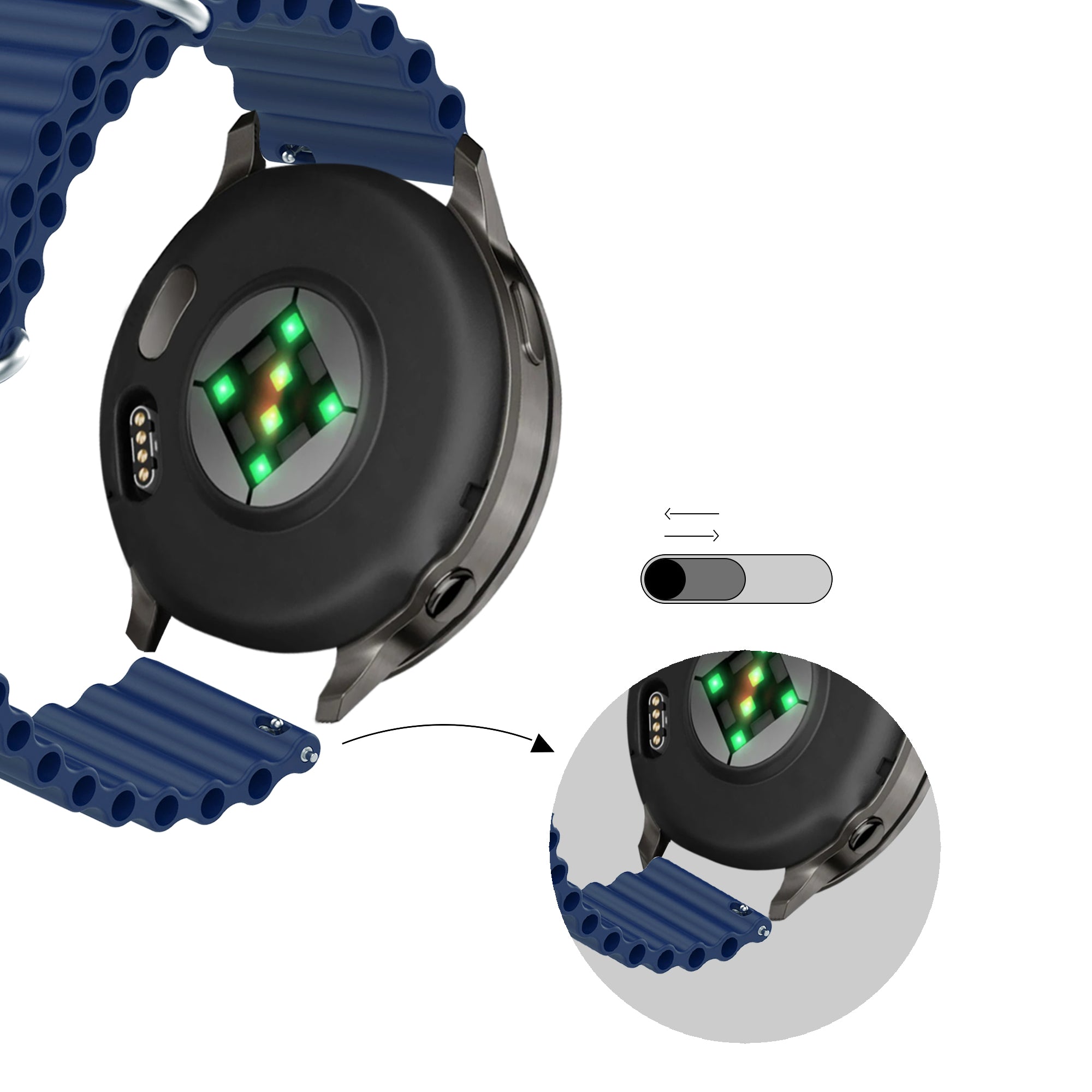 Bandz Garmin Vivomove Trend Ocean Strap 'Classic' (Dark Blue)